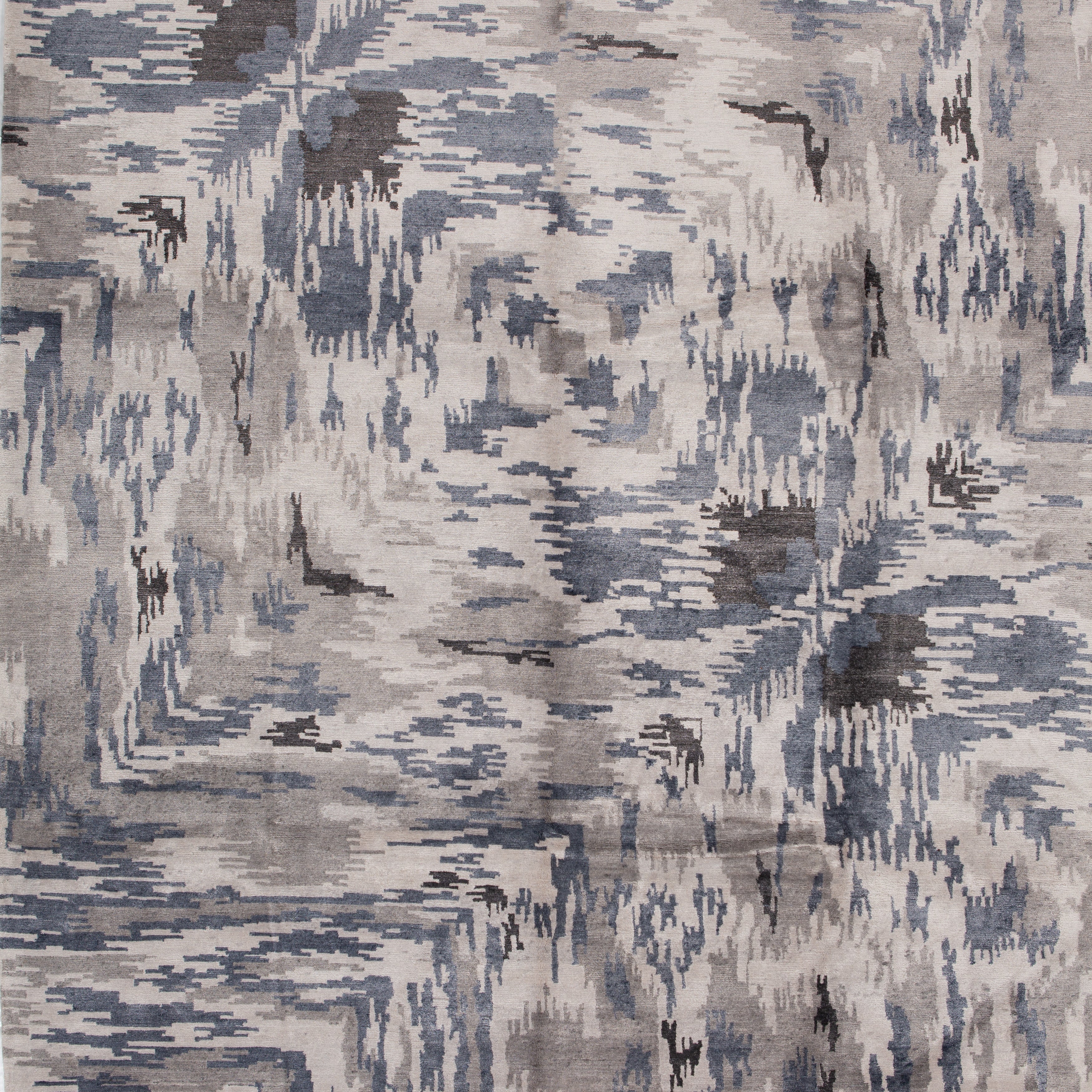 Grey & Blue Modern Wool Blend Rug - 9'4" x 12'3" - Image 2