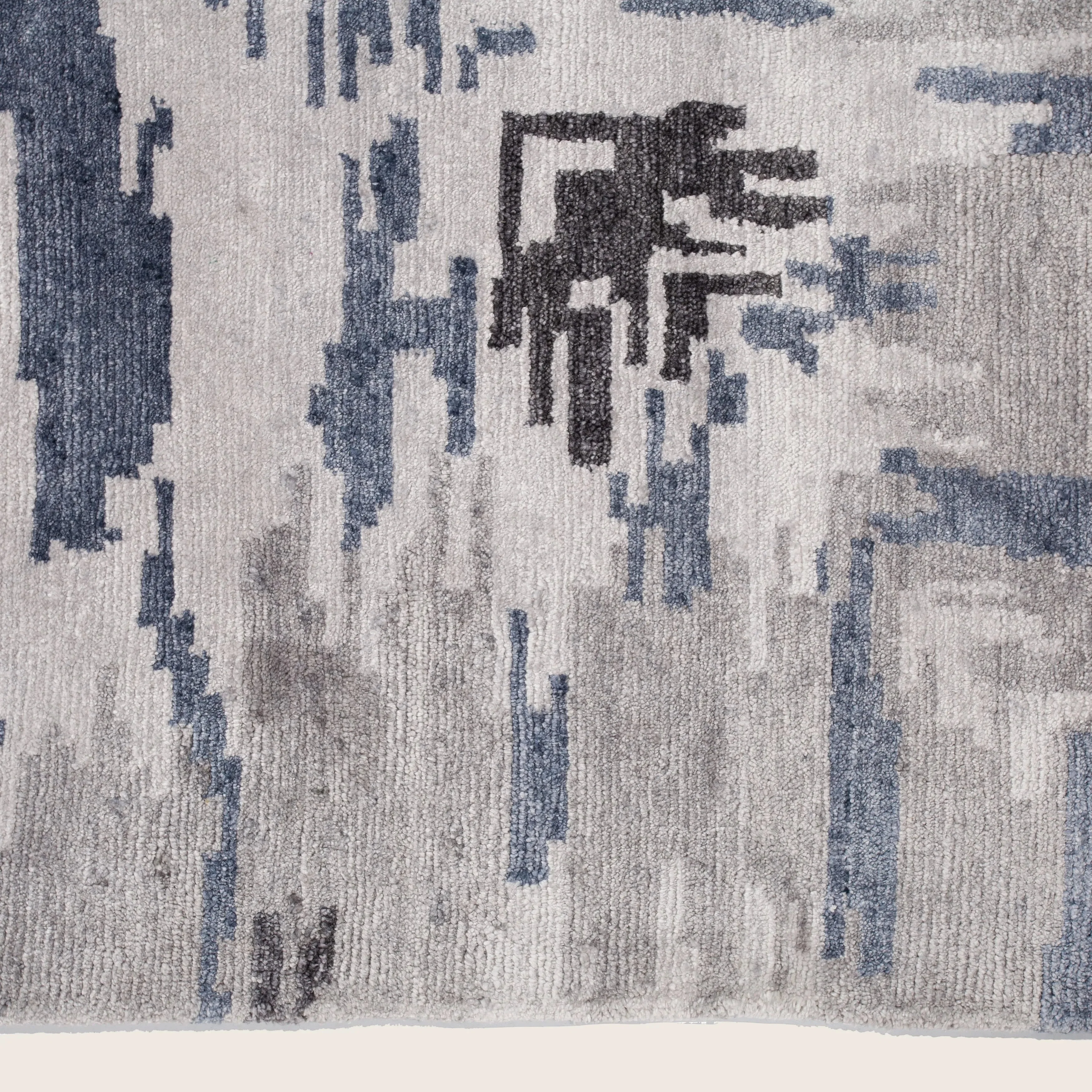 Grey & Blue Modern Wool Blend Rug - 9'4" x 12'3" - Image 6