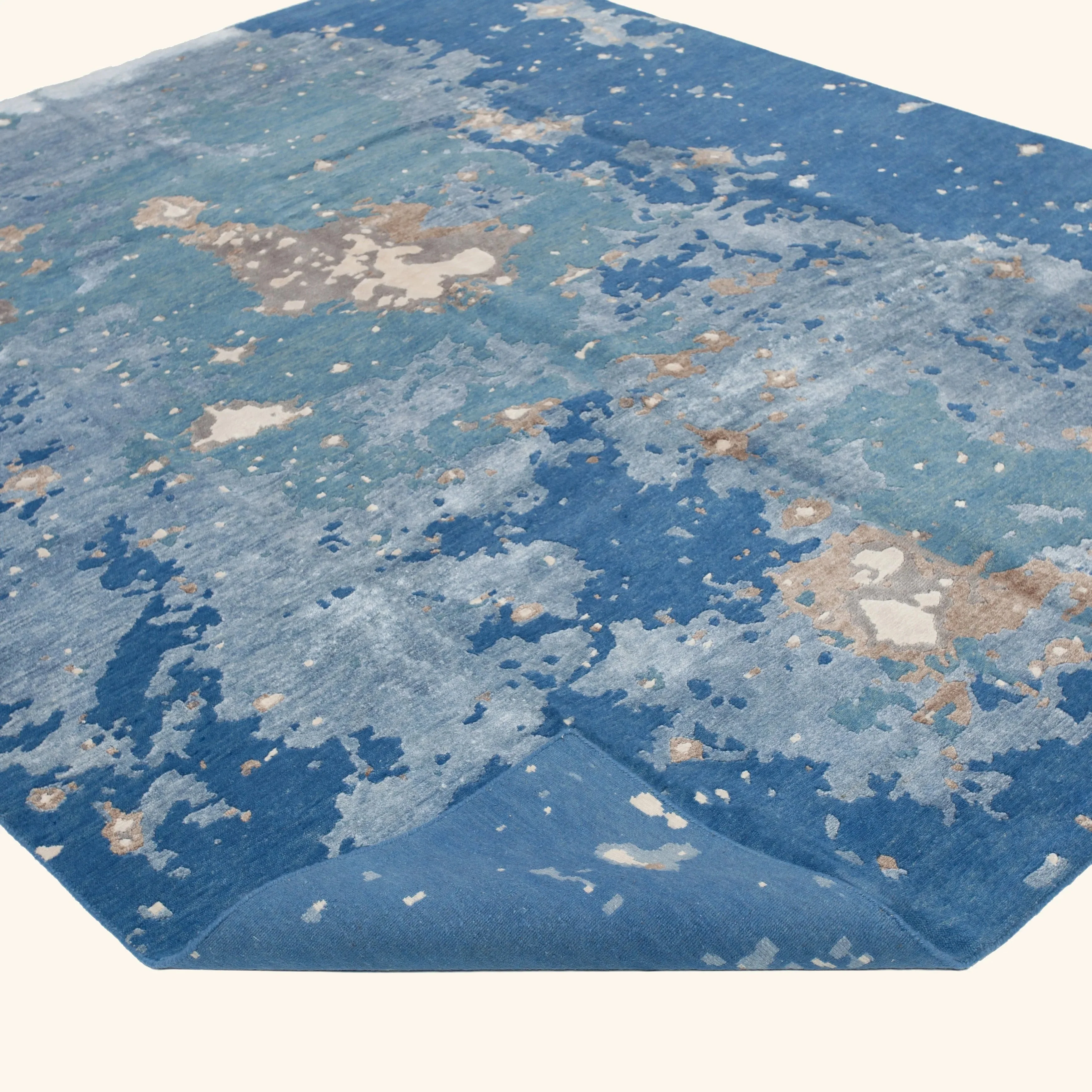 Blue Modern Wool Rug - 8'2" x 9'10" - Image 5