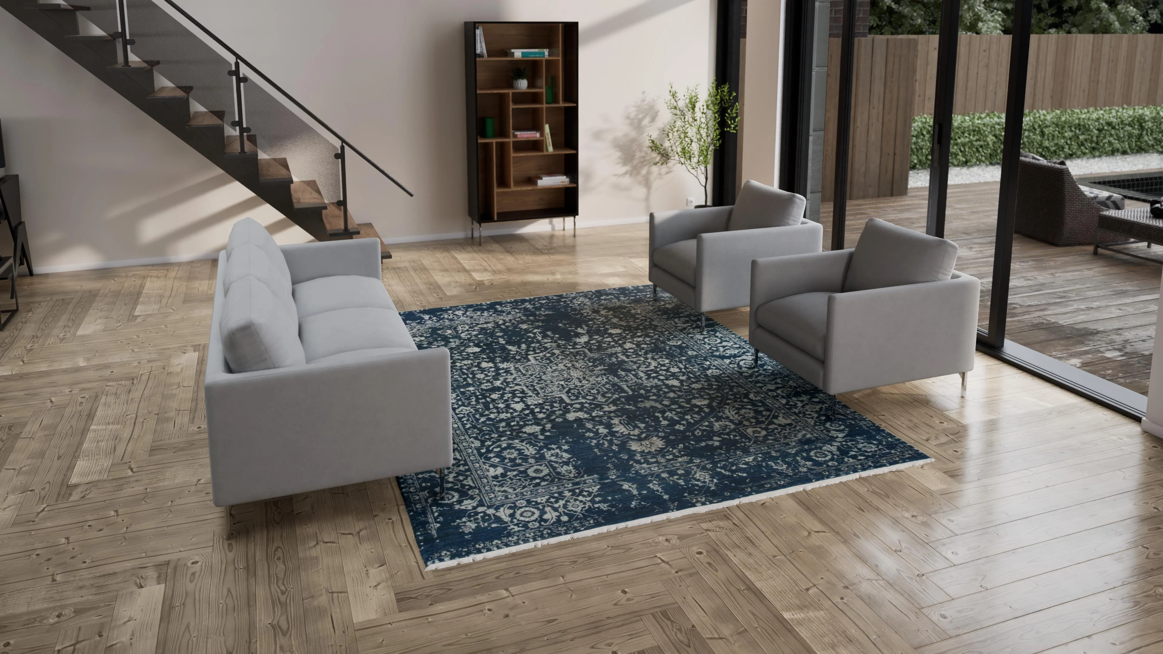 Navy Modern Wool Rug - 8'1" x 10'3" - Image 3