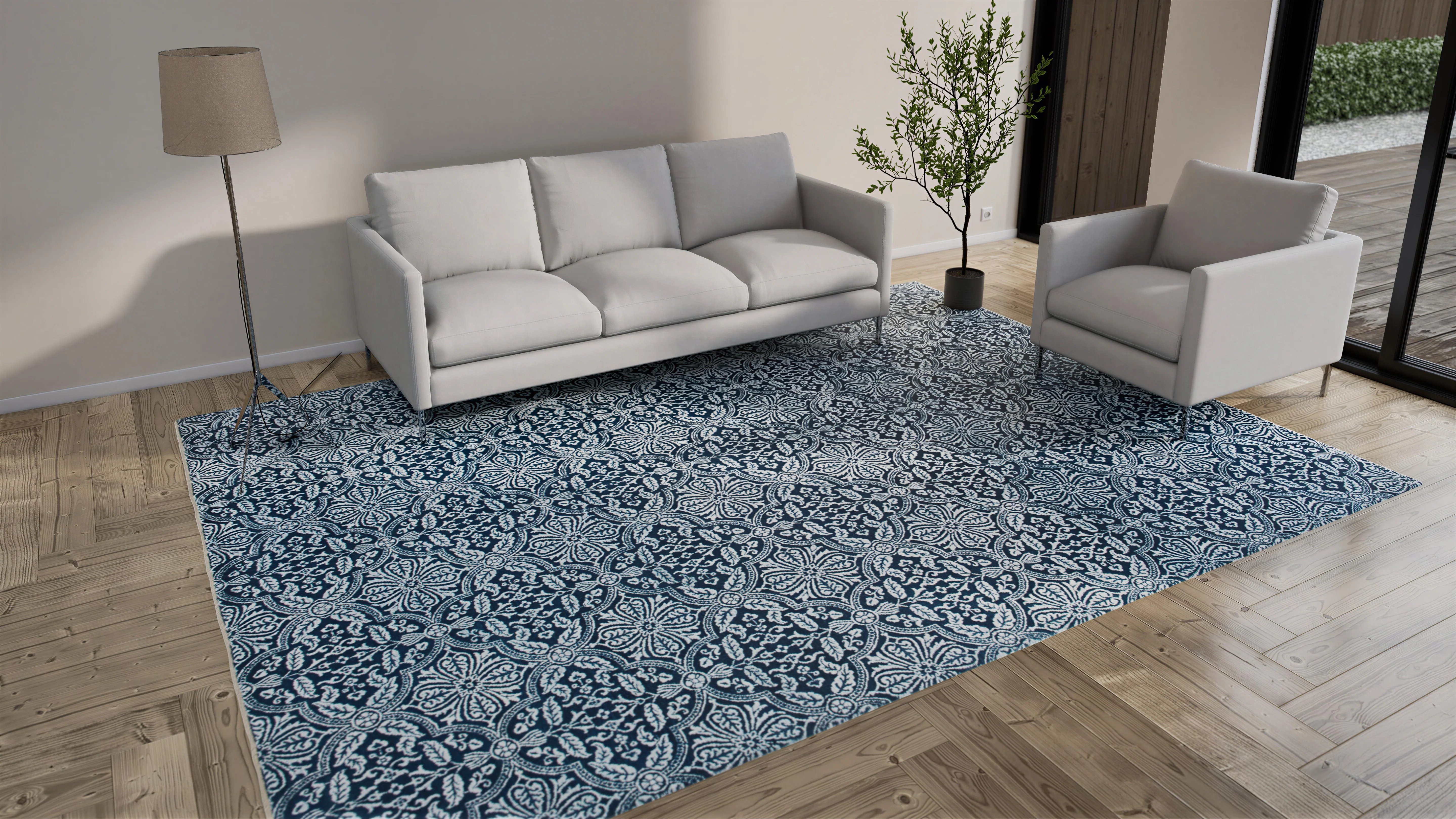 Blue Modern Wool Rug - 9'1" x 12'3" - Image 8