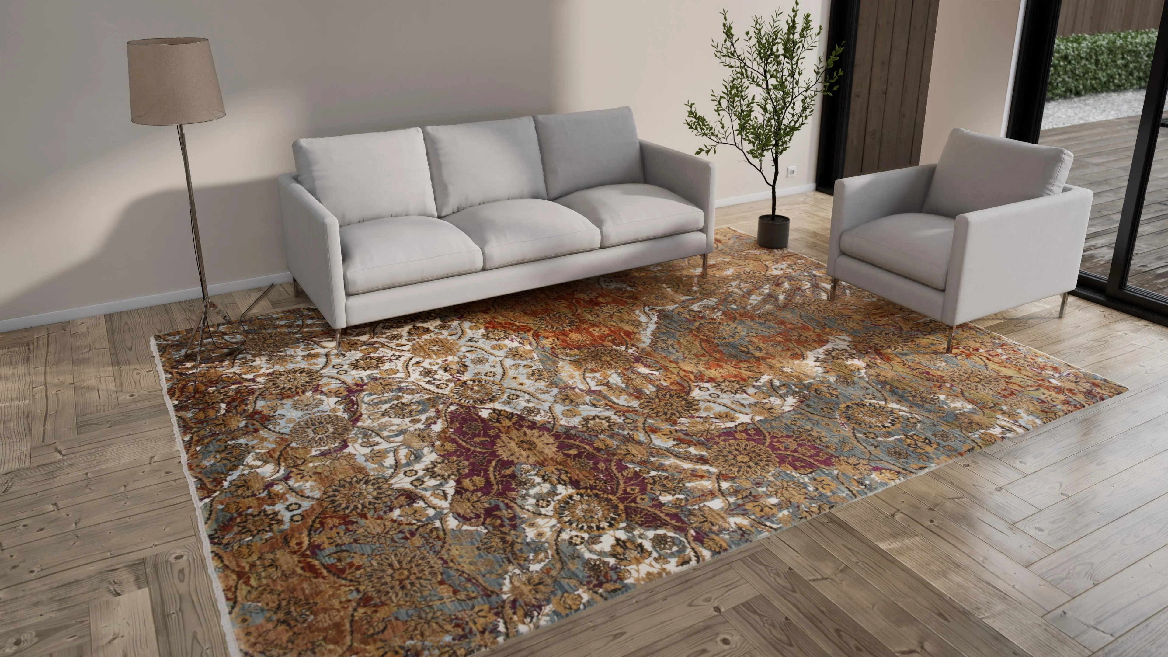 Floral Vintage Wool Rug - 9' x 12' - Image 8