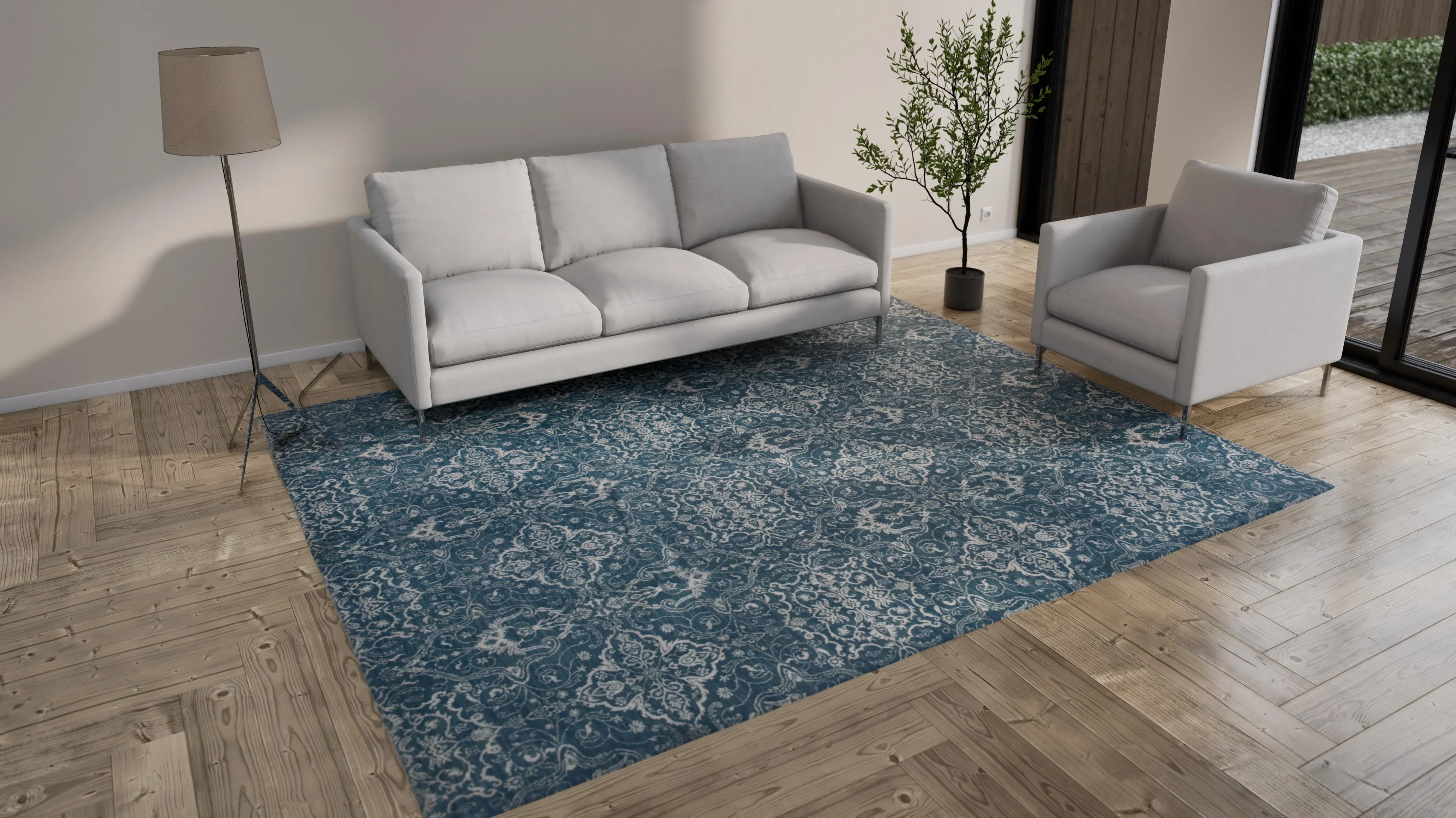 Blue Modern Wool Rug - 8'3" x 10'4" - Image 8