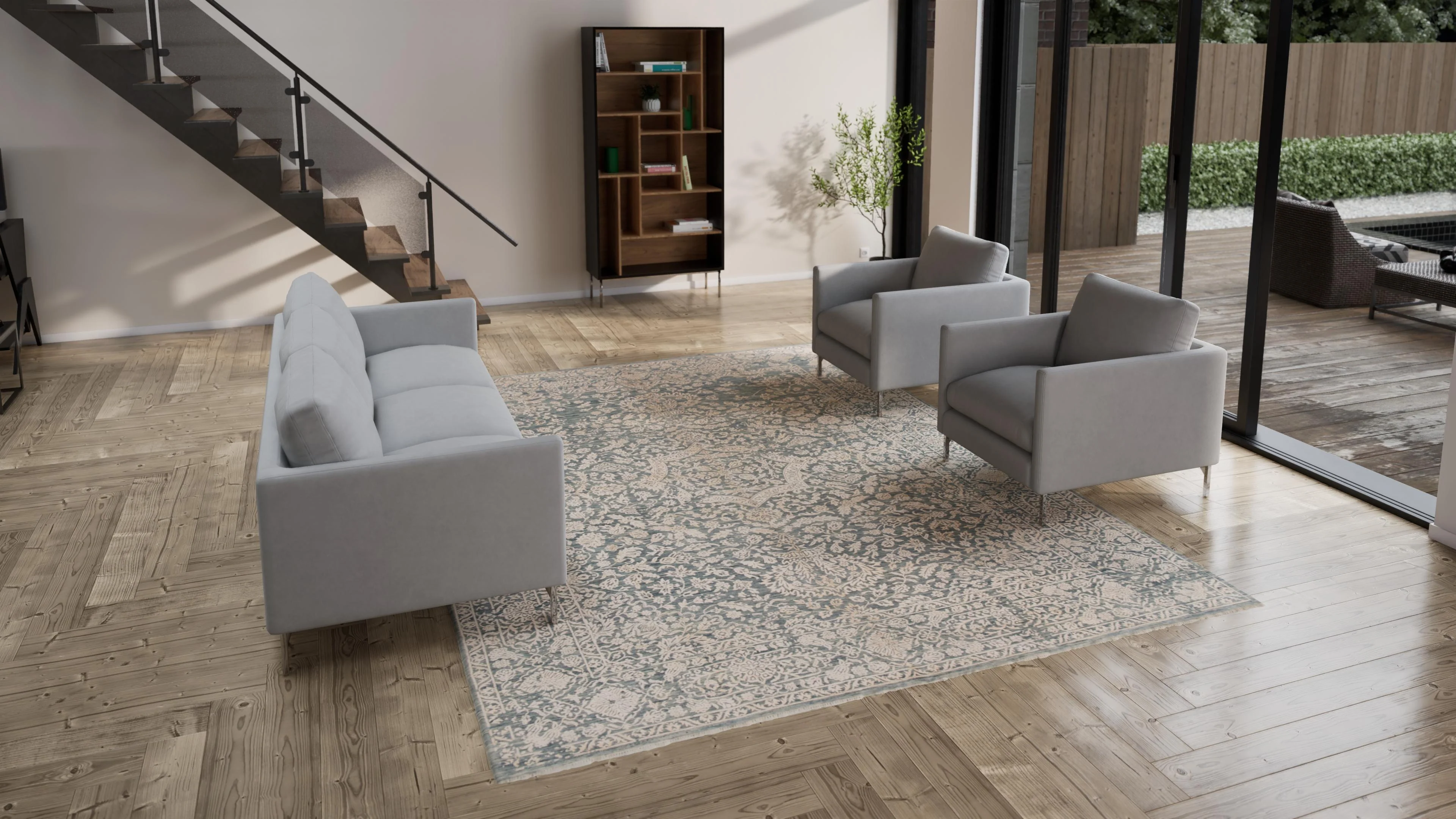 Beige Modern Wool Rug - 9'1" x 12'1" - Image 3