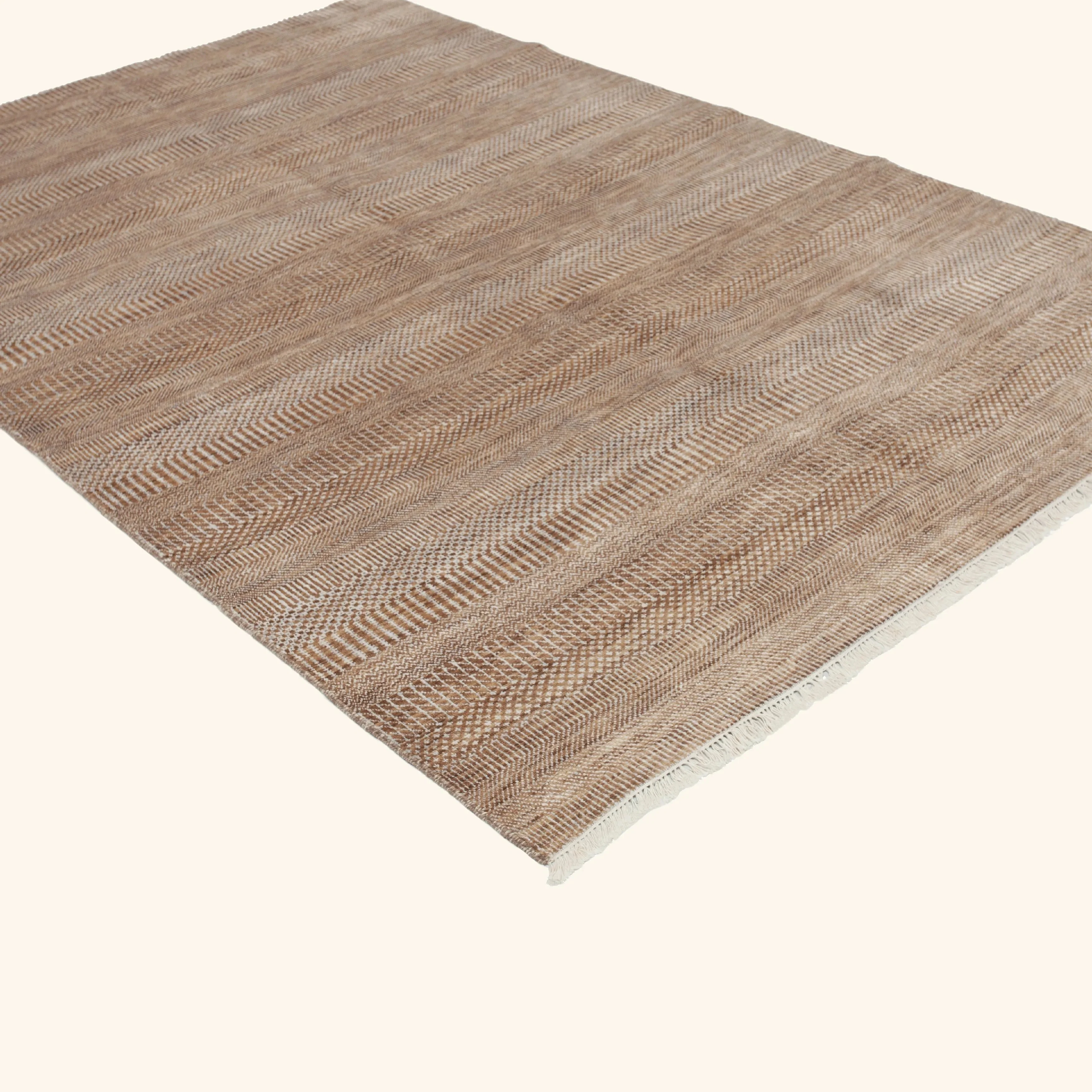 Brown Modern Wool Blend Rug - 6'2" x 9'4" - Image 3