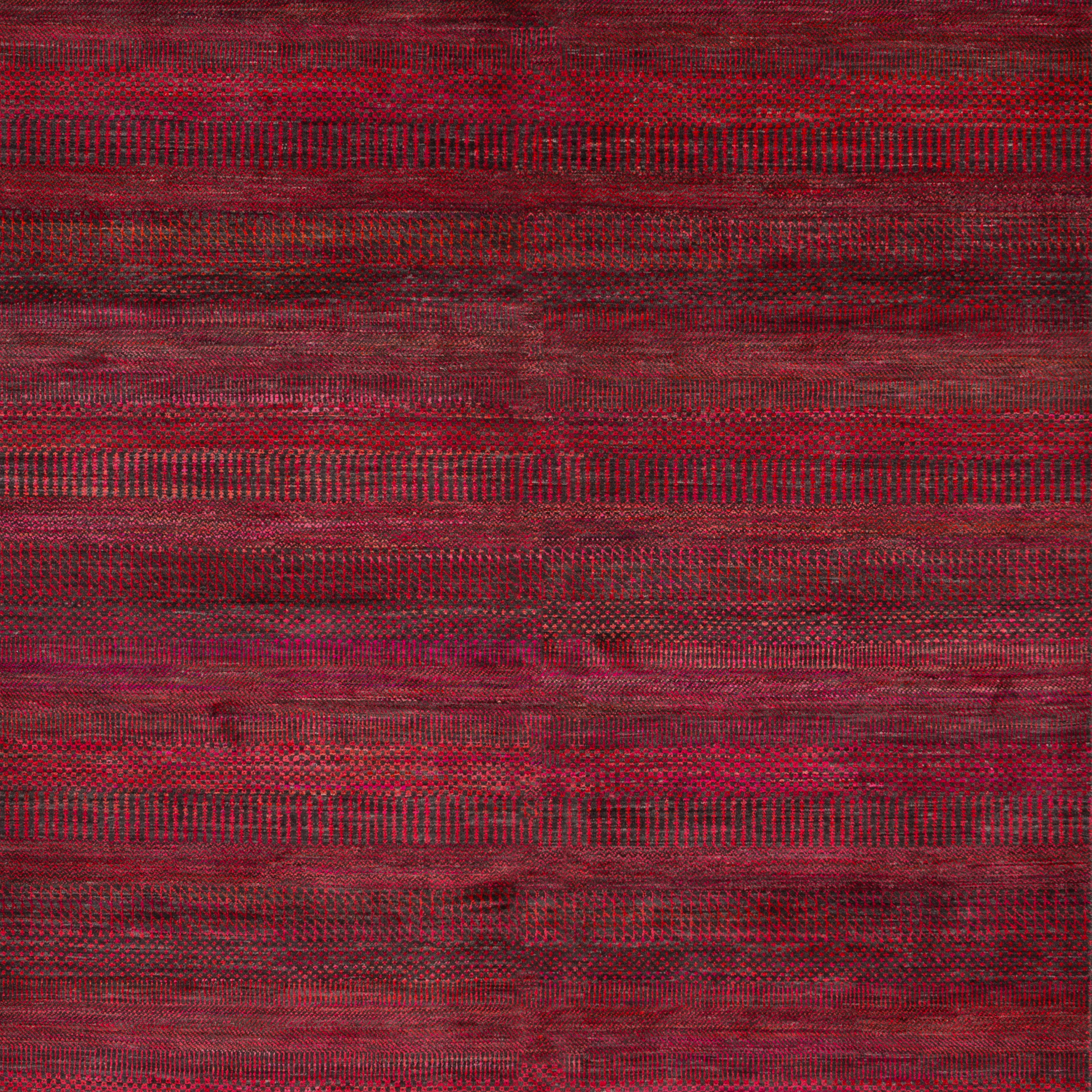 Red Modern Wool Silk Blend Rug - 6'3" x 9'2" - Image 2