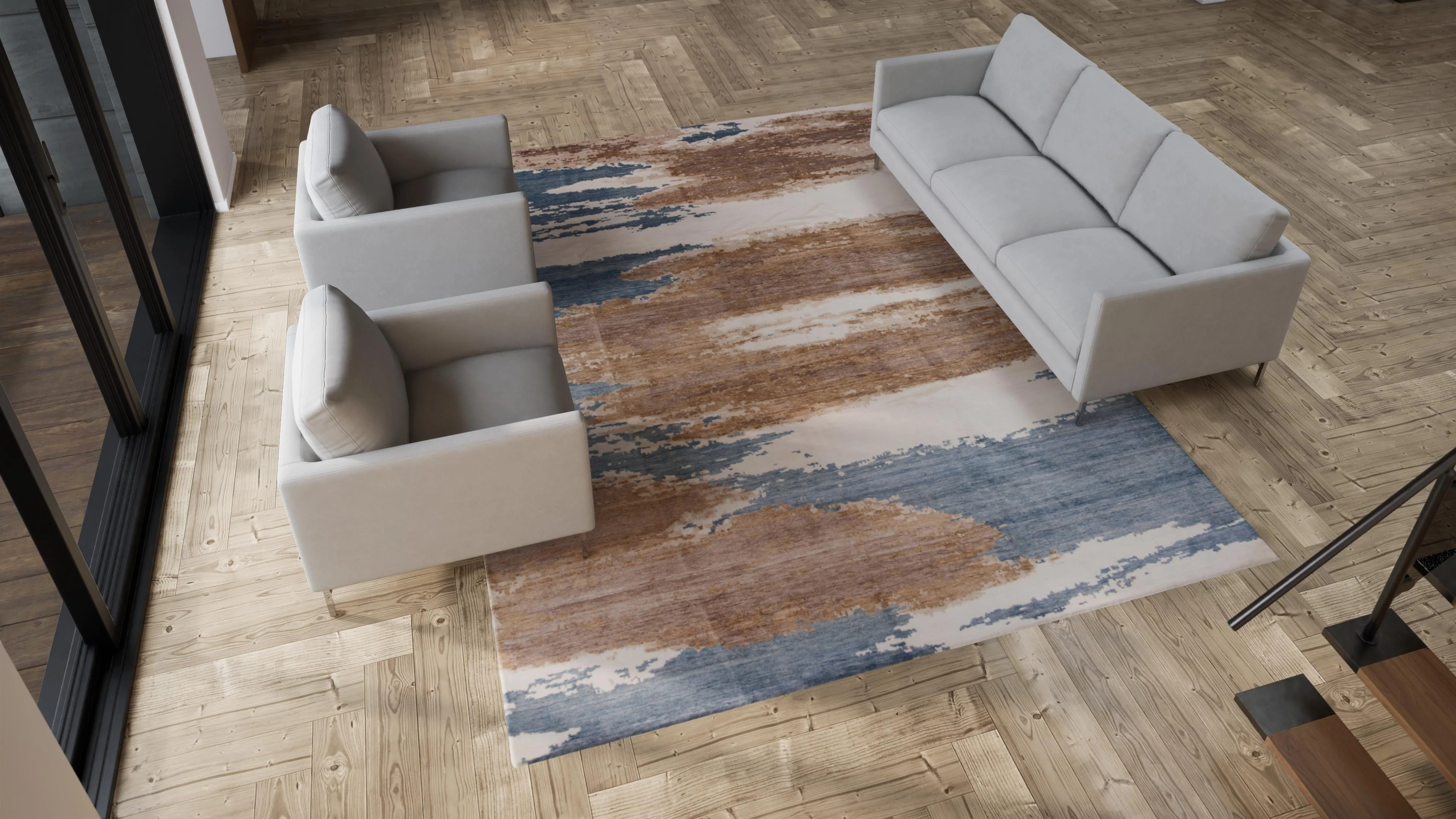 Multicolored Modern Cotton Blend Rug - 9'1" x 12'3" - Image 7