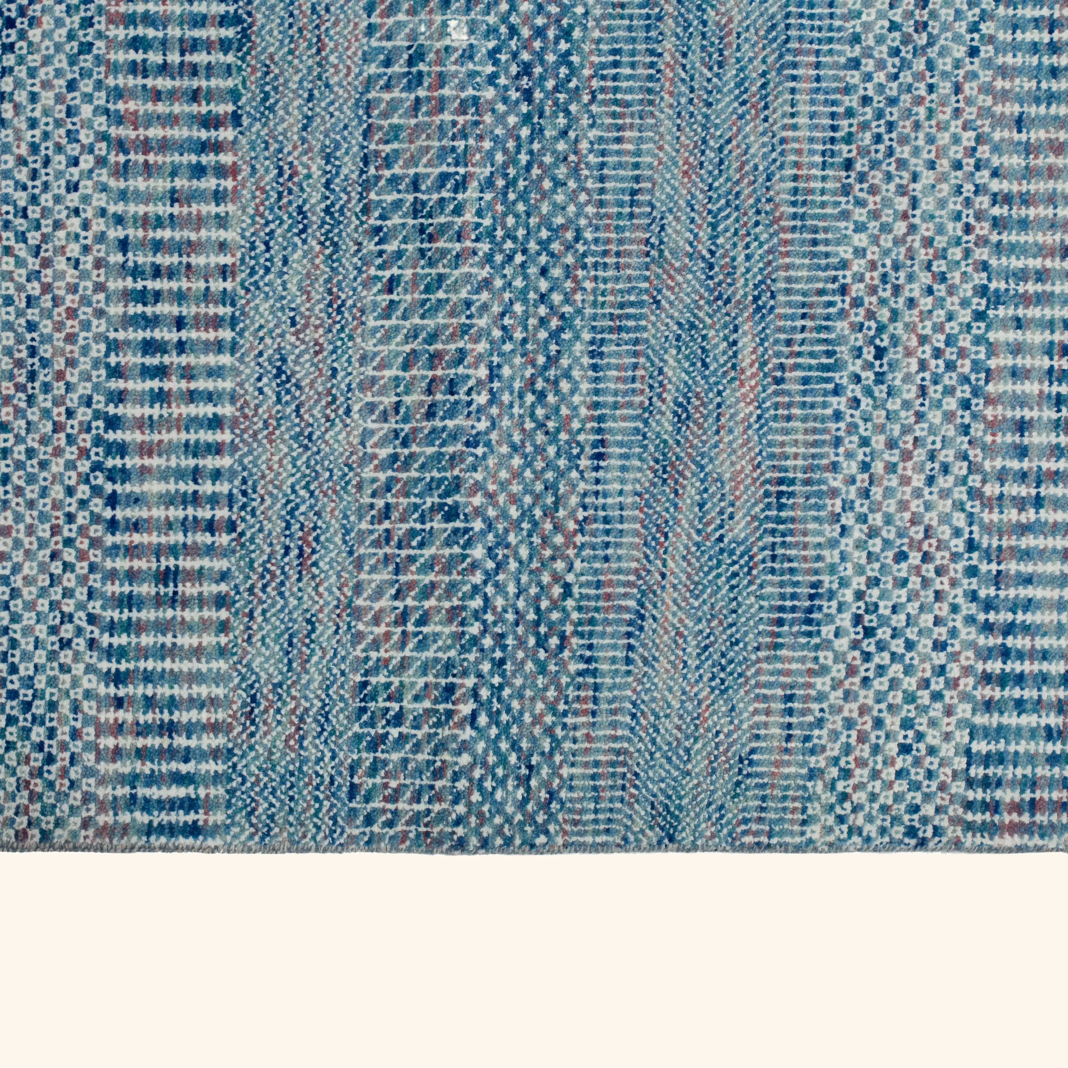 Blue Modern Wool Blend Rug - 6'2" x 9'2" - Image 5
