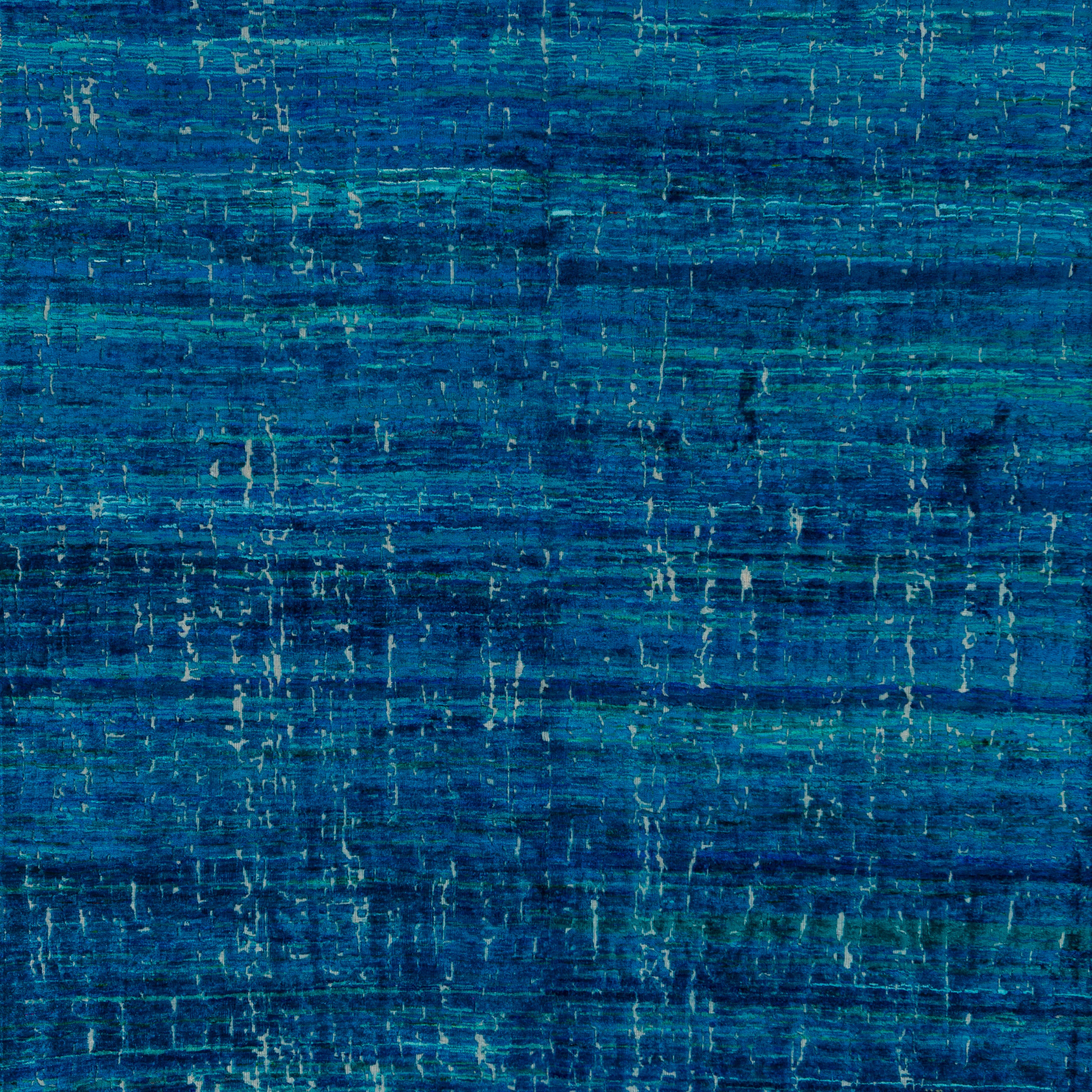 Blue Modern Silk Cotton Blend Rug - 5'10" x 8'6" - Image 2