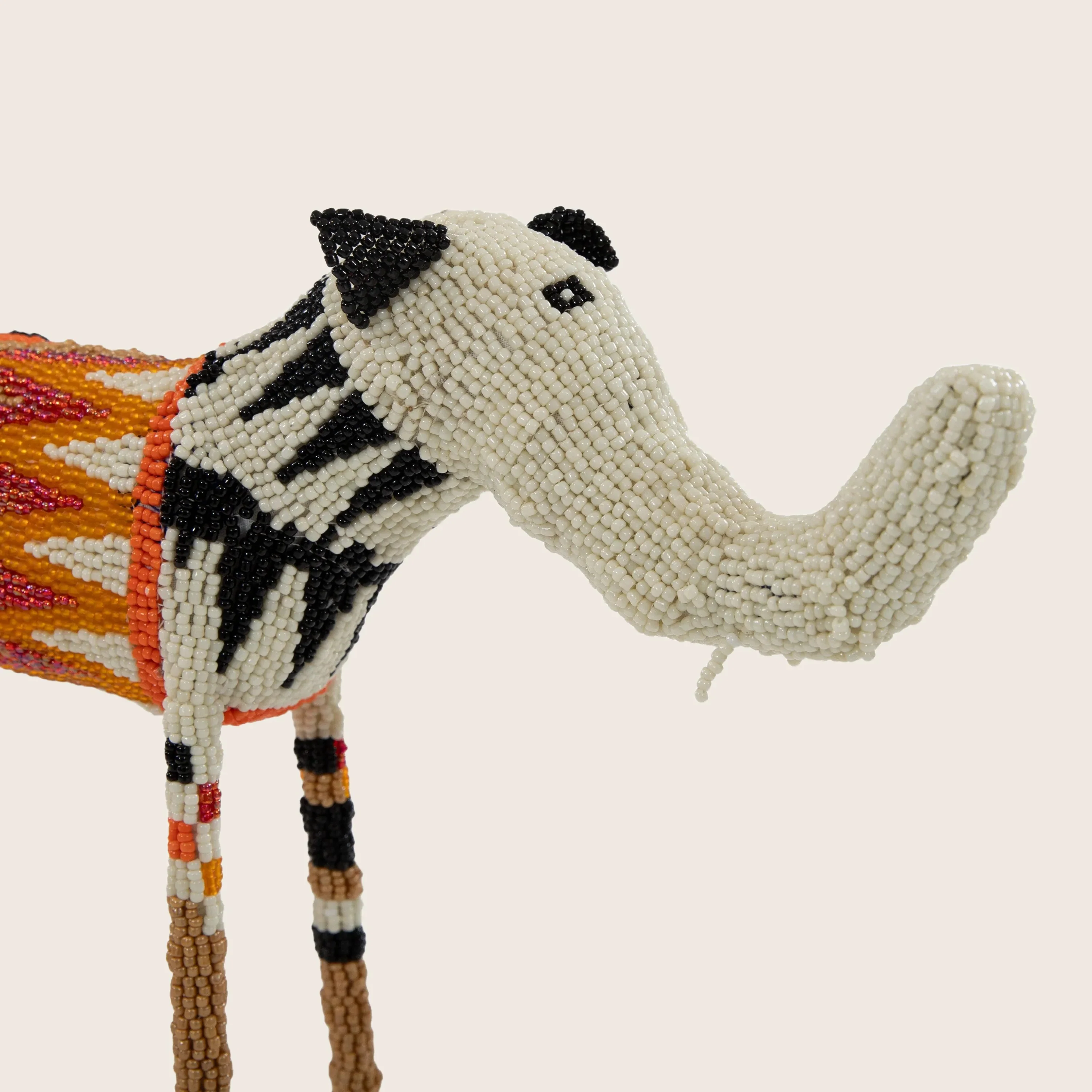 Medium Orange Chevron Beaded Elephant - Image 2