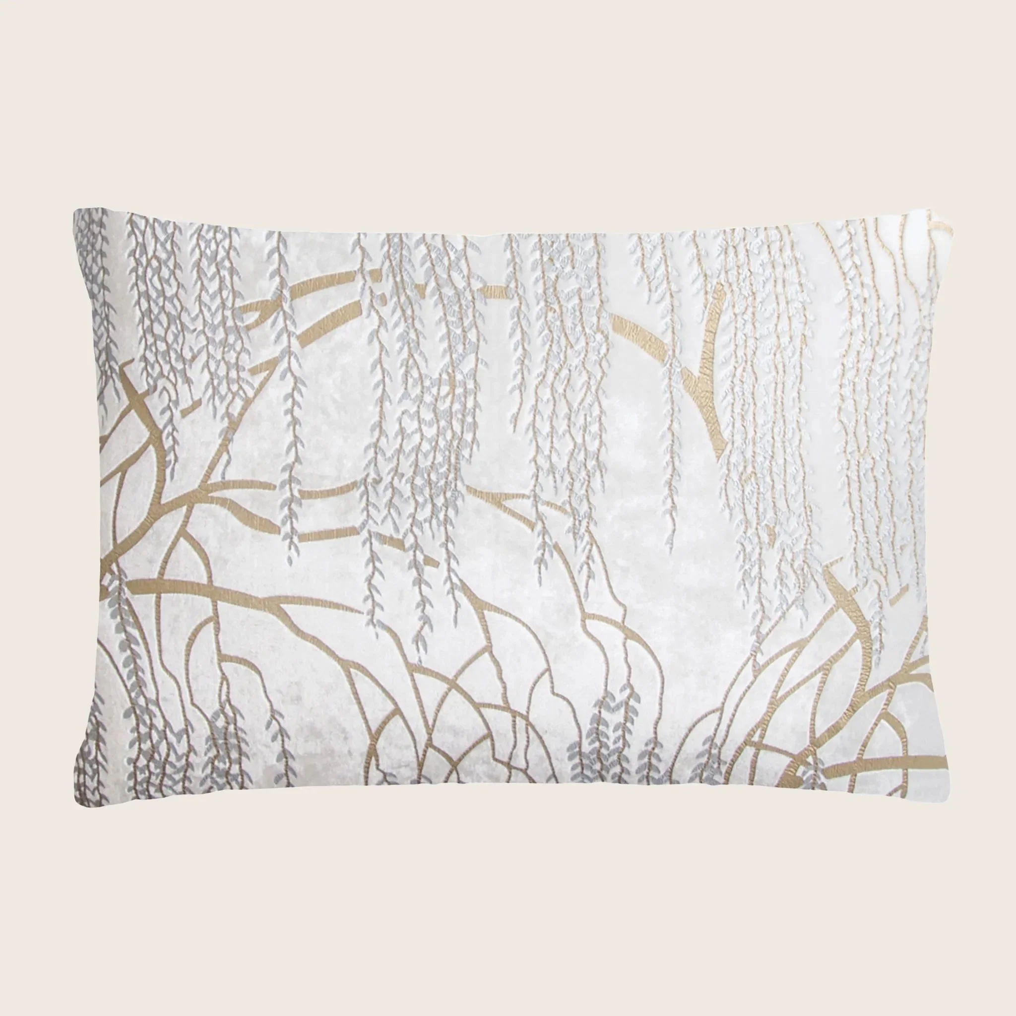 Willow Metallic Velvet Pillow, White