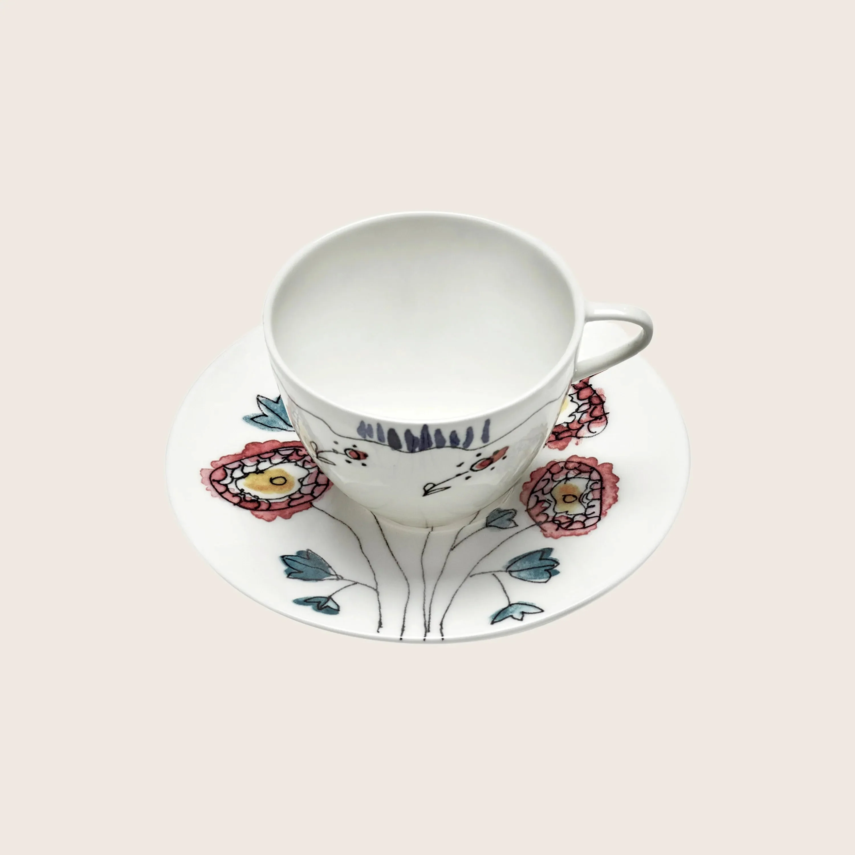 Midnight Flowers Coffee Cup + Saucer - Image 7
