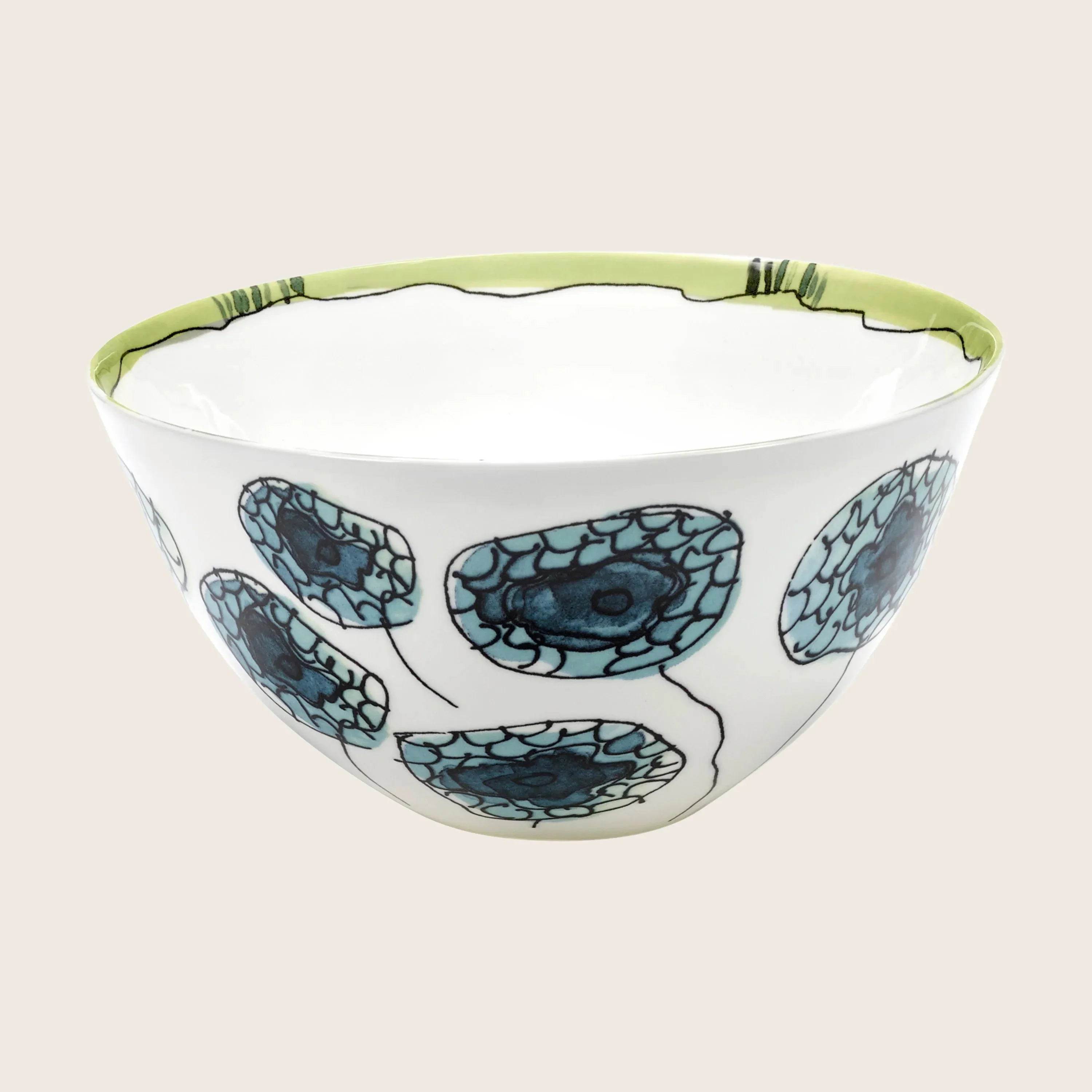 Midnight Flowers Soup Bowl