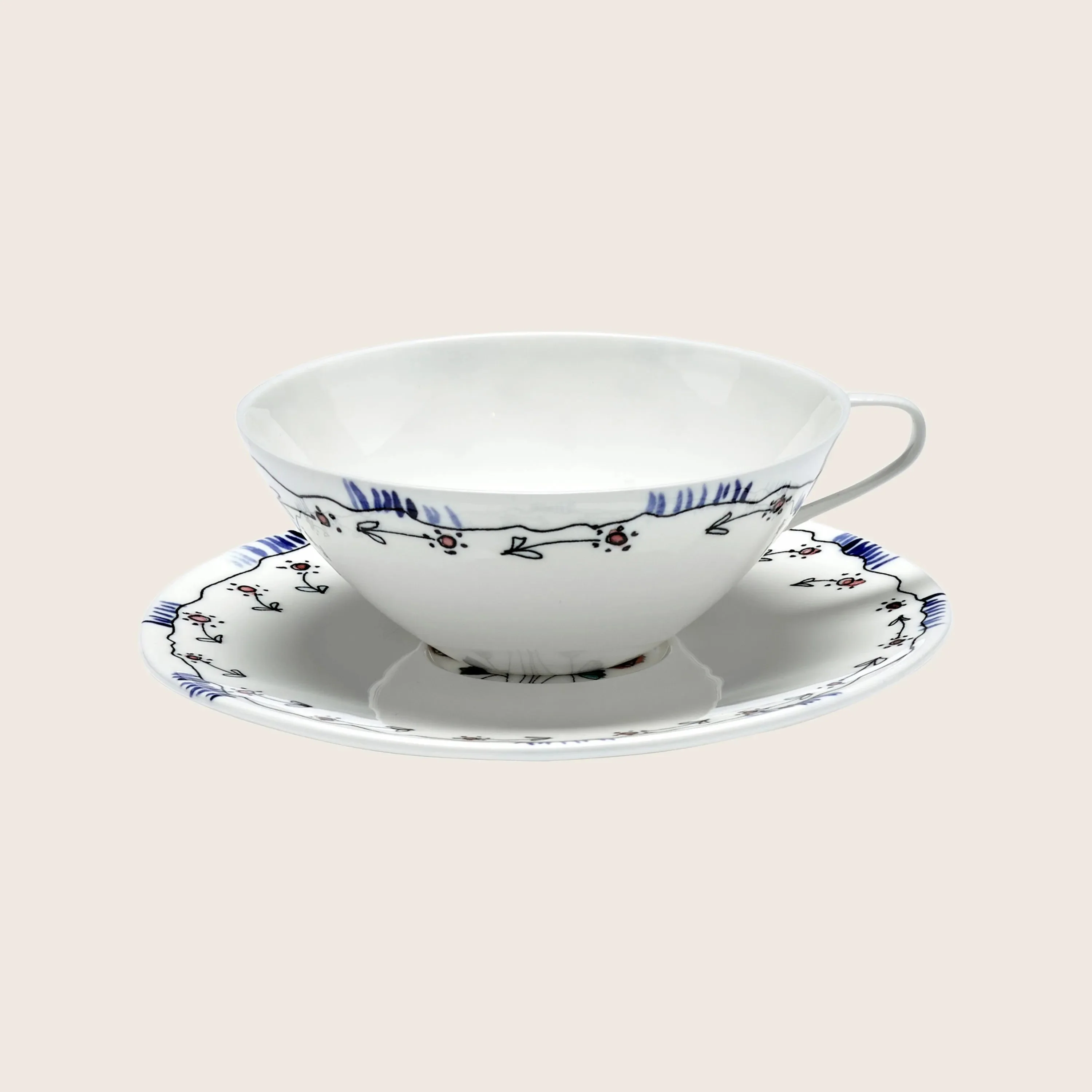 Midnight Flowers Tea Cup + Saucer - Image 6