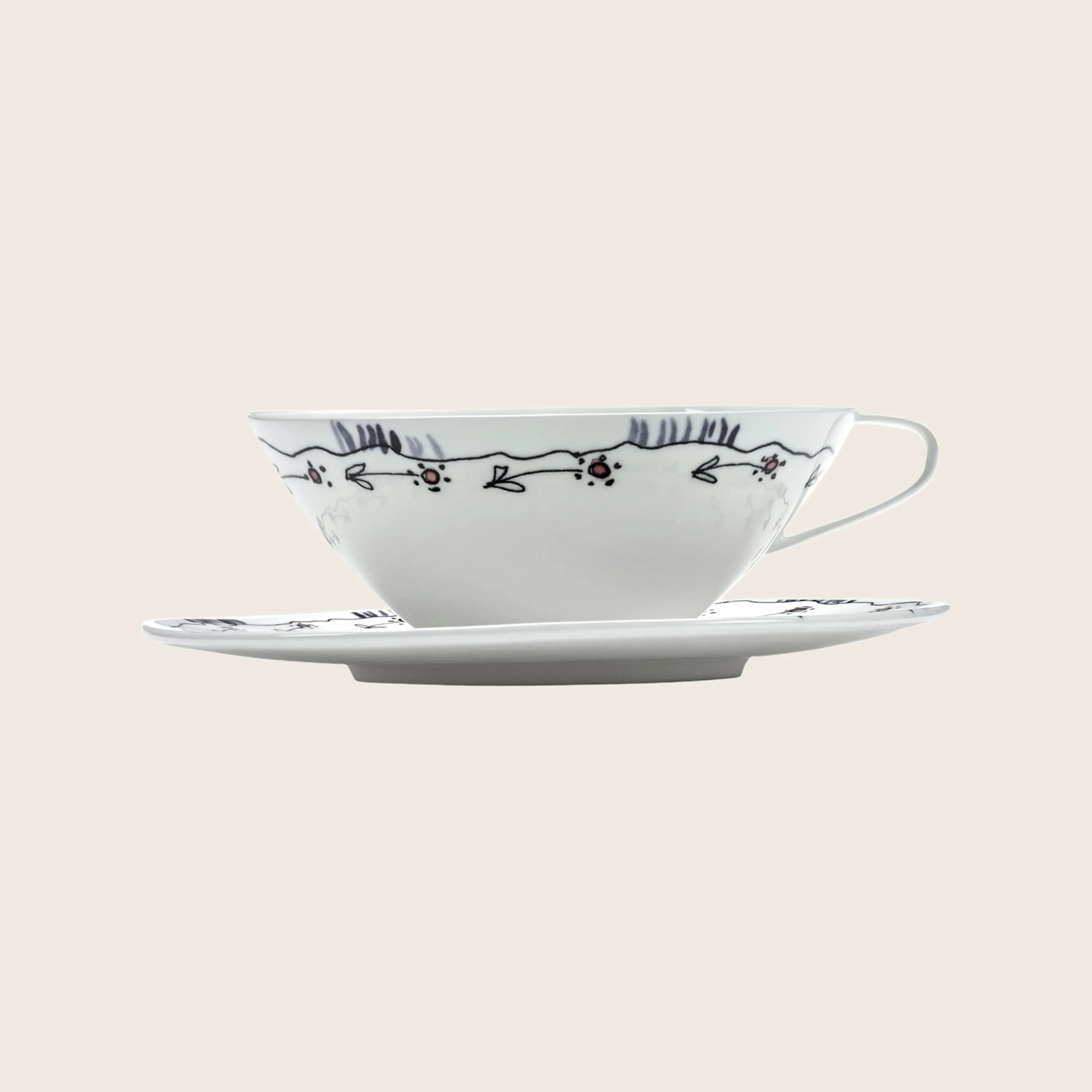 Midnight Flowers Tea Cup + Saucer - Image 7
