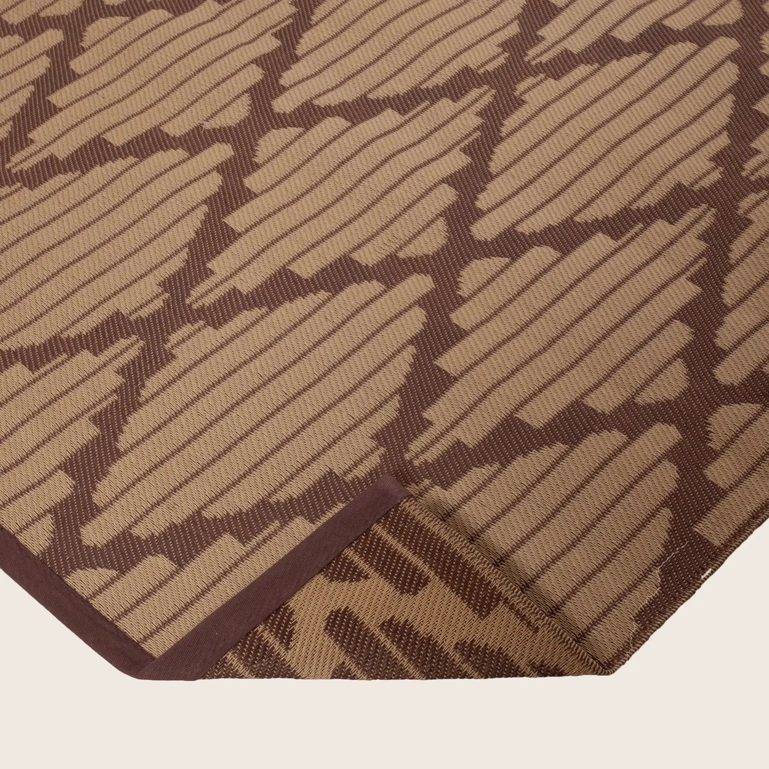 Brown Geometric Diamond Flatweave Leather Rug - 4' x 6' - Image 4