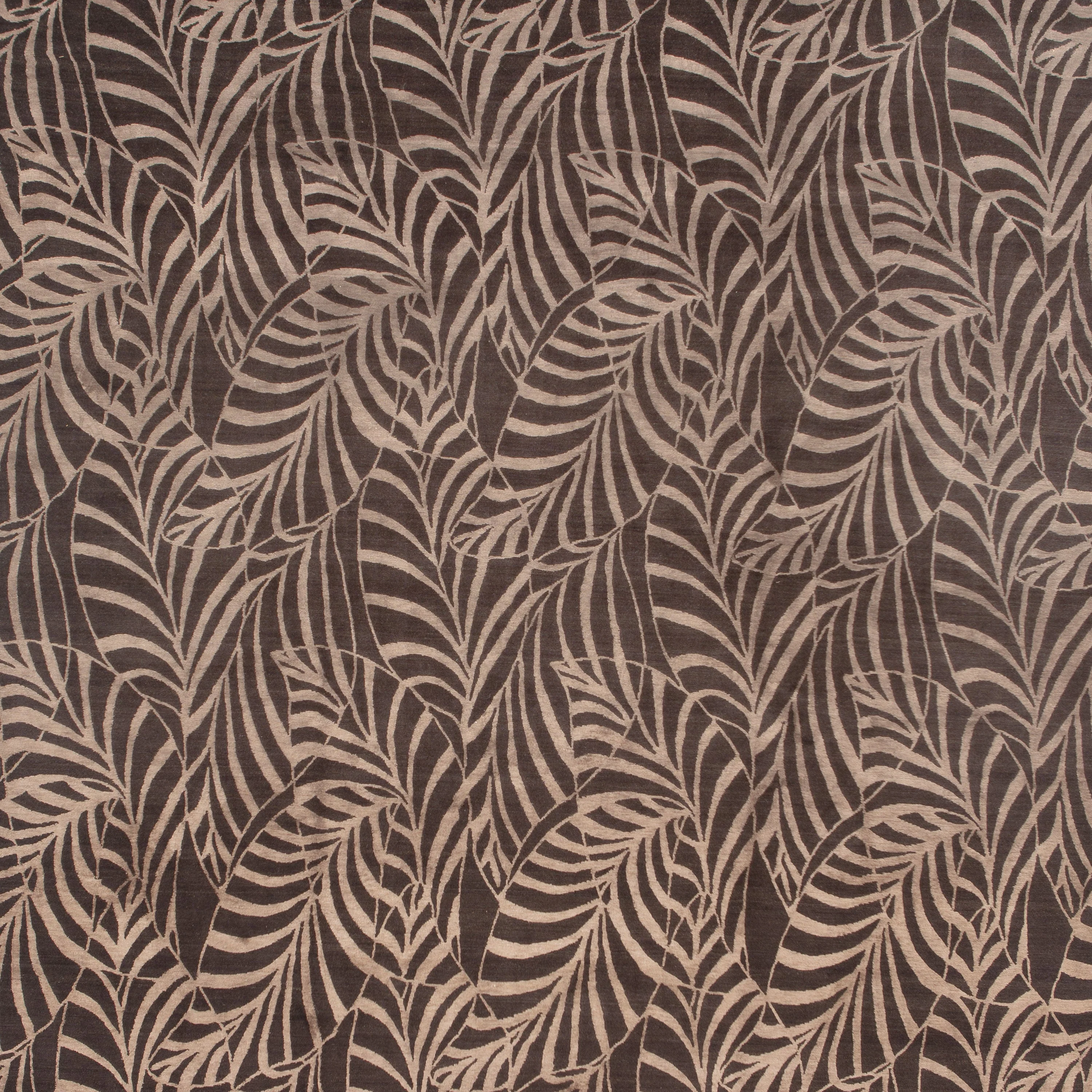 Brown Contemporary Wool Silk Blend Rug - 9' x 12' - Image 2