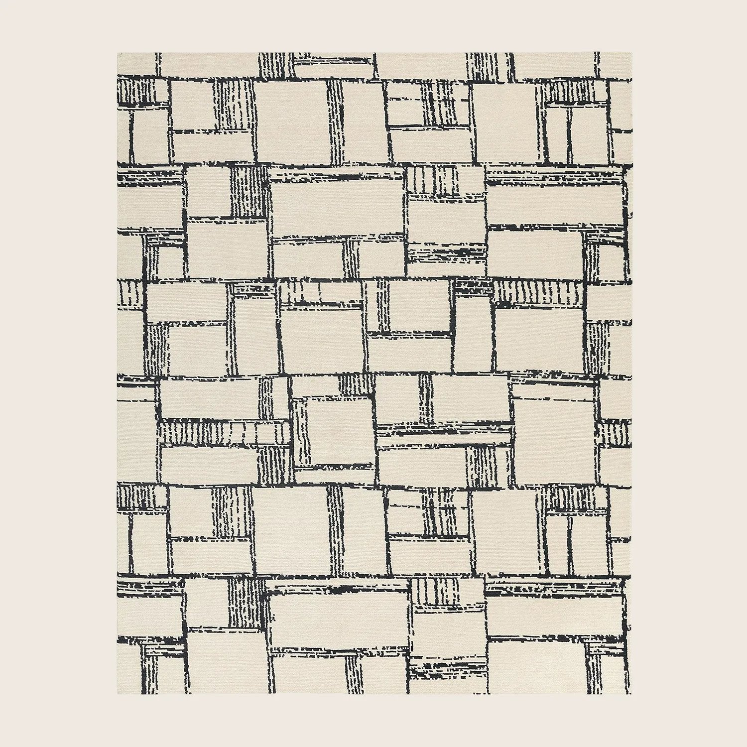 Silver Abstract Modern Tibetan Silk Cotton Blend Rug - 8' x 10'