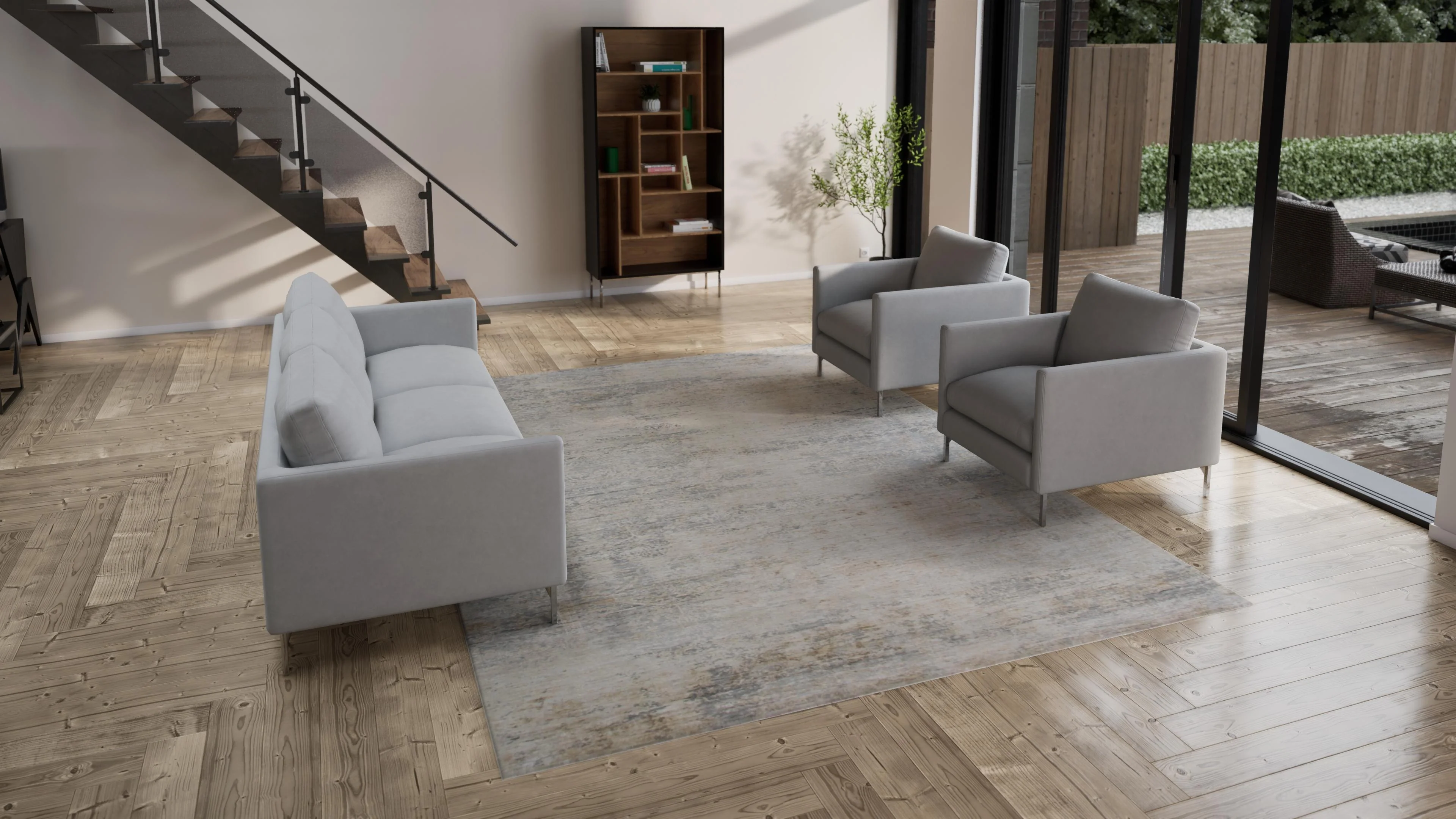 Grey Samoke Modern Silk Rug - 8'10" x 11'11" - Image 2