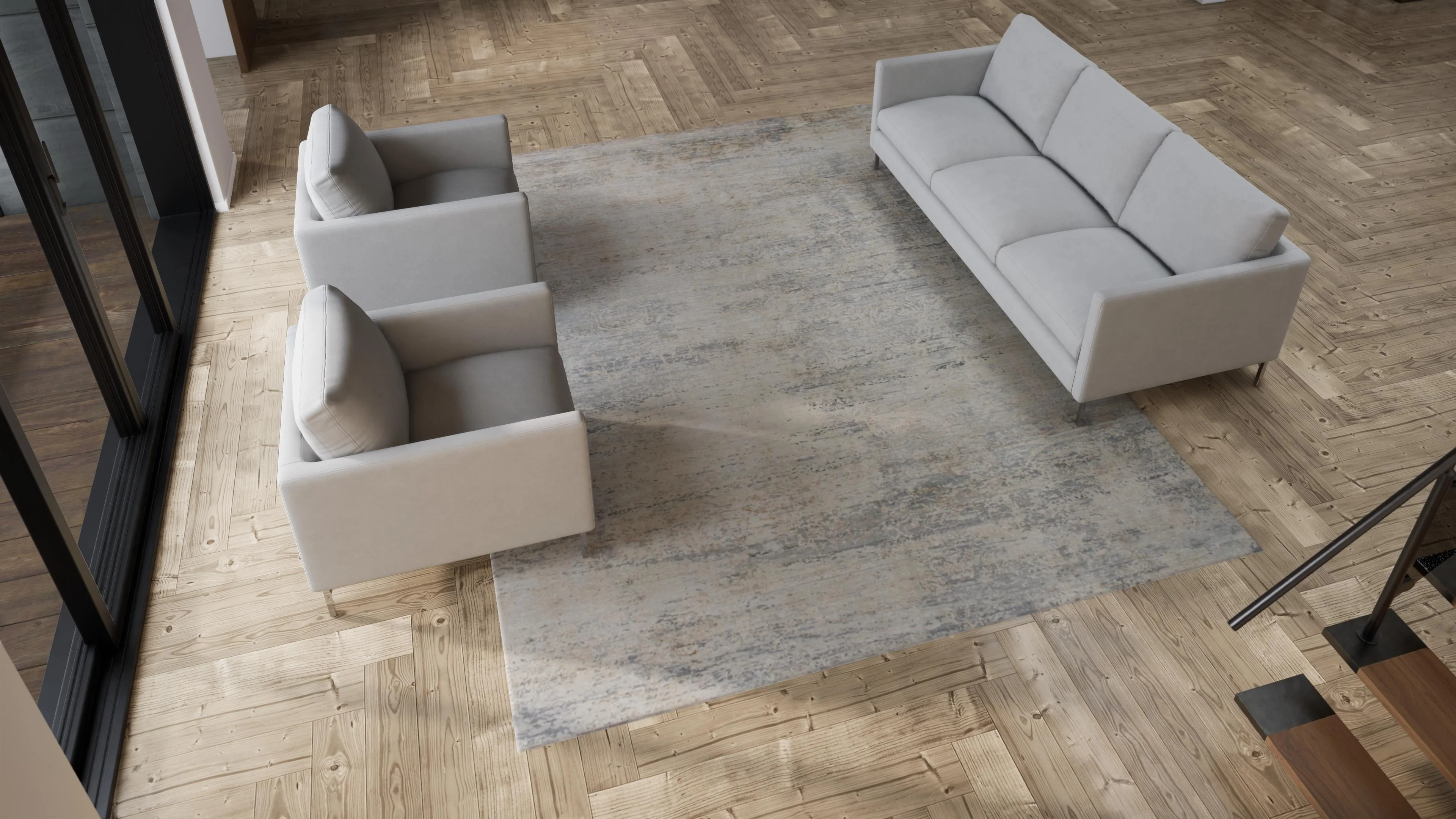Grey Samoke Modern Silk Rug - 8'10" x 11'11" - Image 6