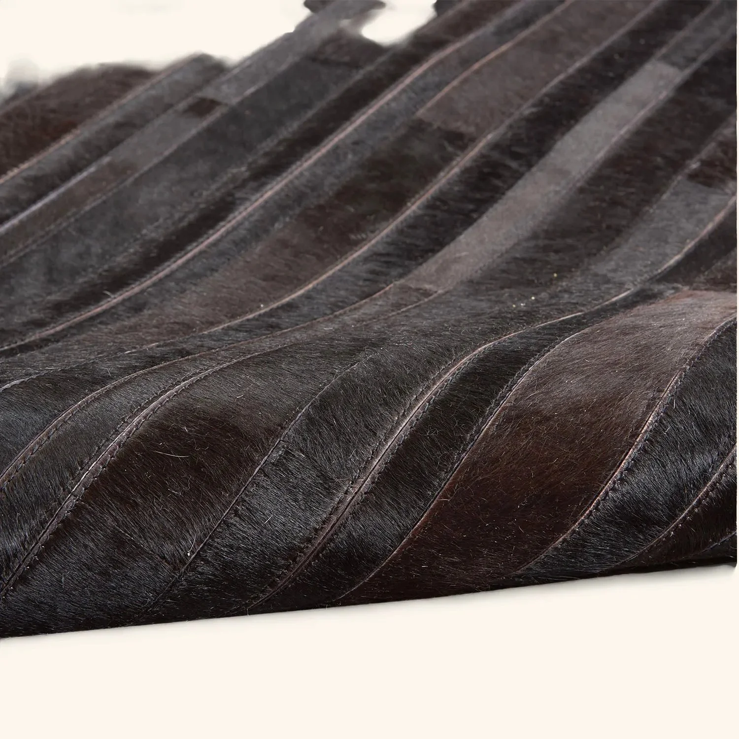 Black Modern Handwoven Hide Rug - 5'6" x 7'5" - Image 6