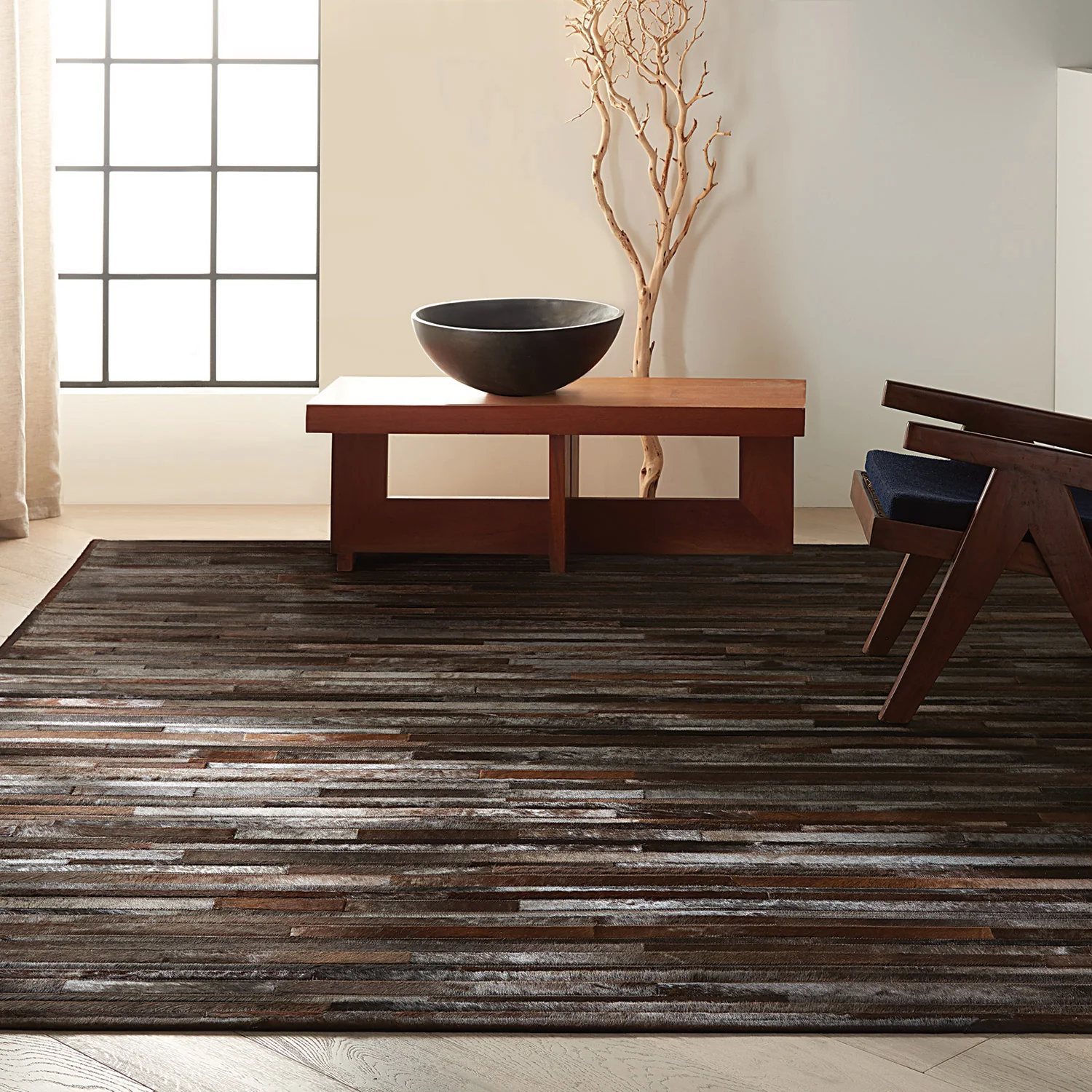 Brown Modern H&woven Hide Rug - 5'6" x 7'5" - Image 7