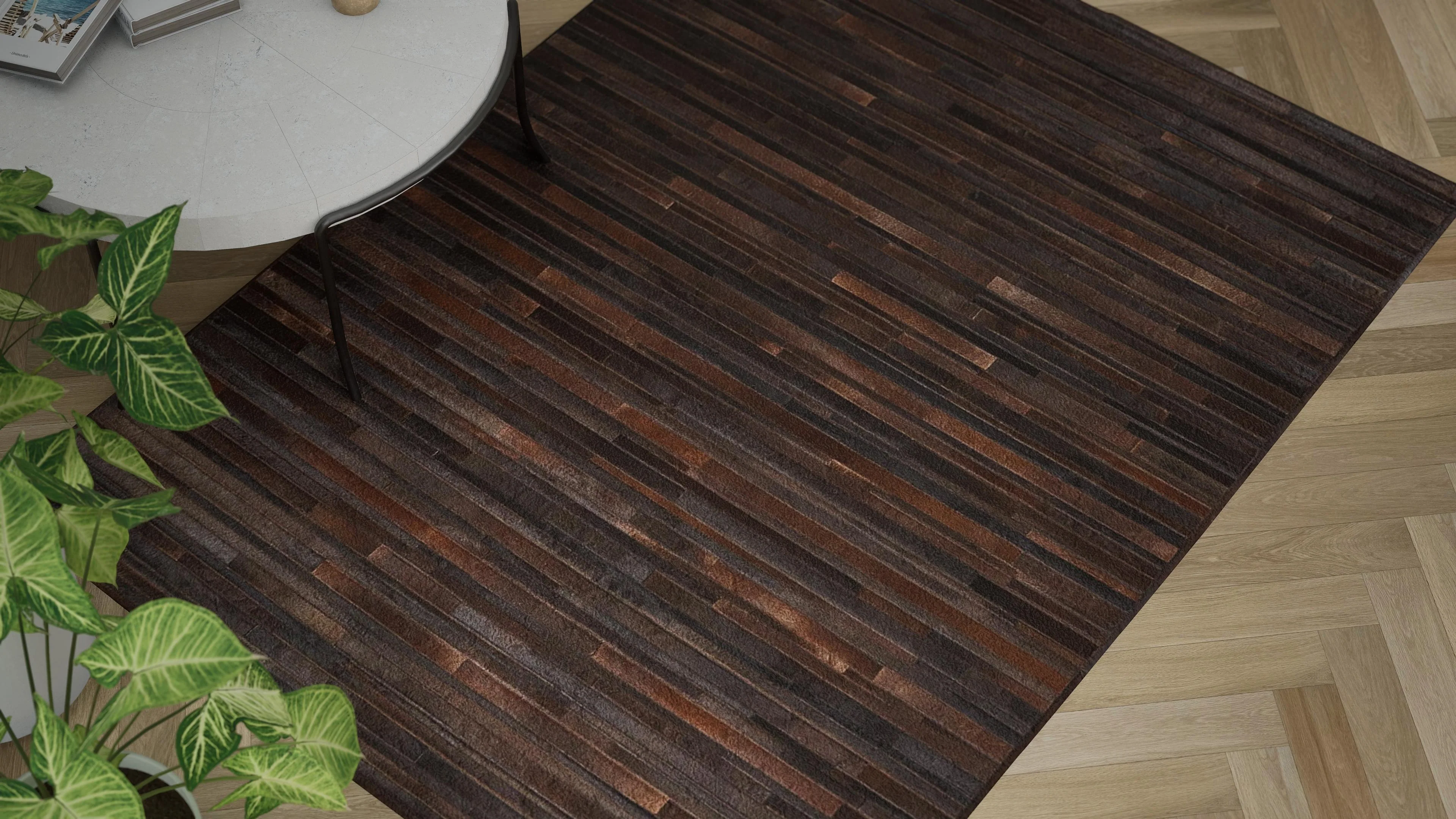 Brown Modern H&woven Hide Rug - 5'6" x 7'5" - Image 9