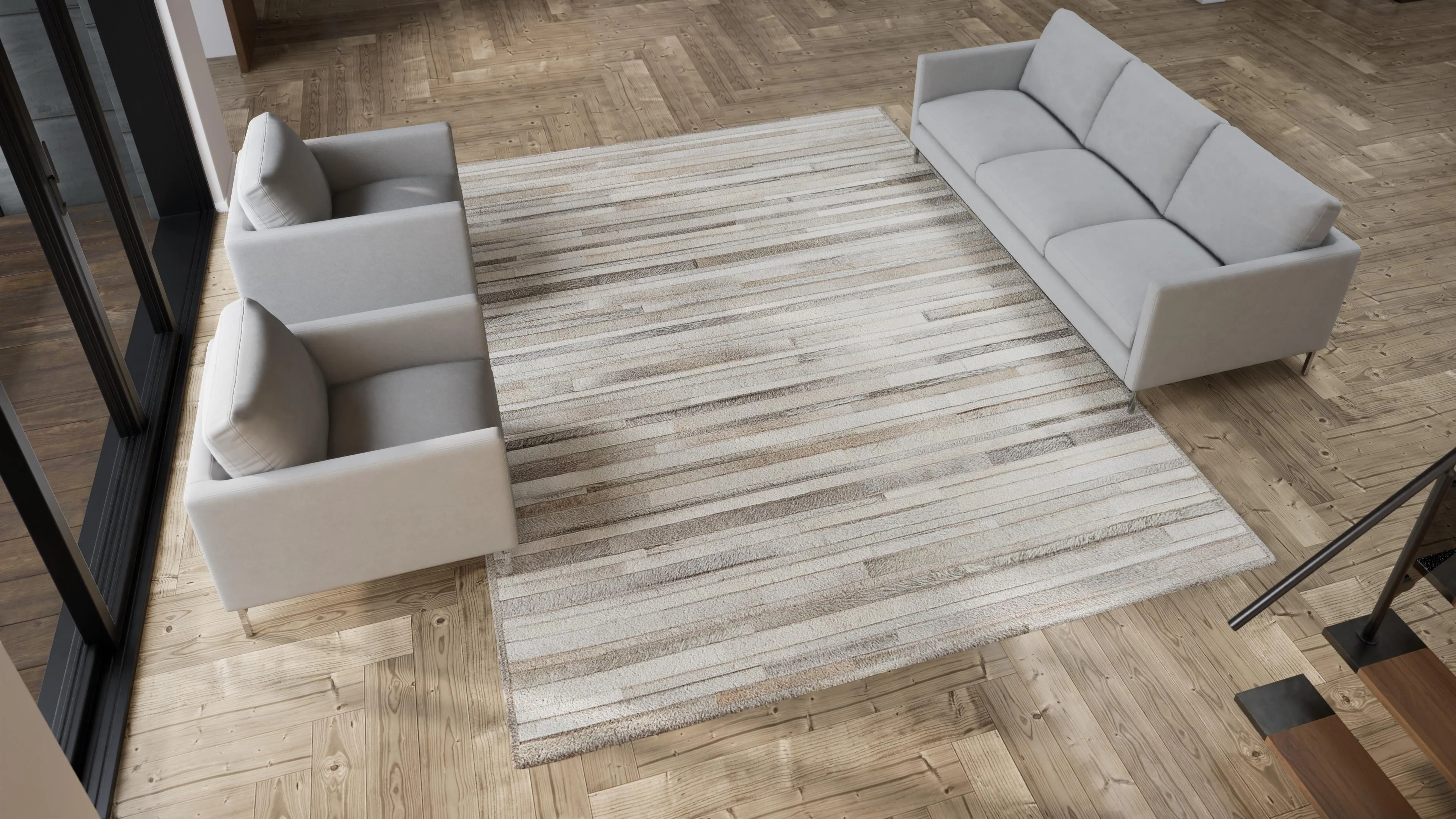 Modern Handwoven Hide Rug - 9' x 12' - Image 10