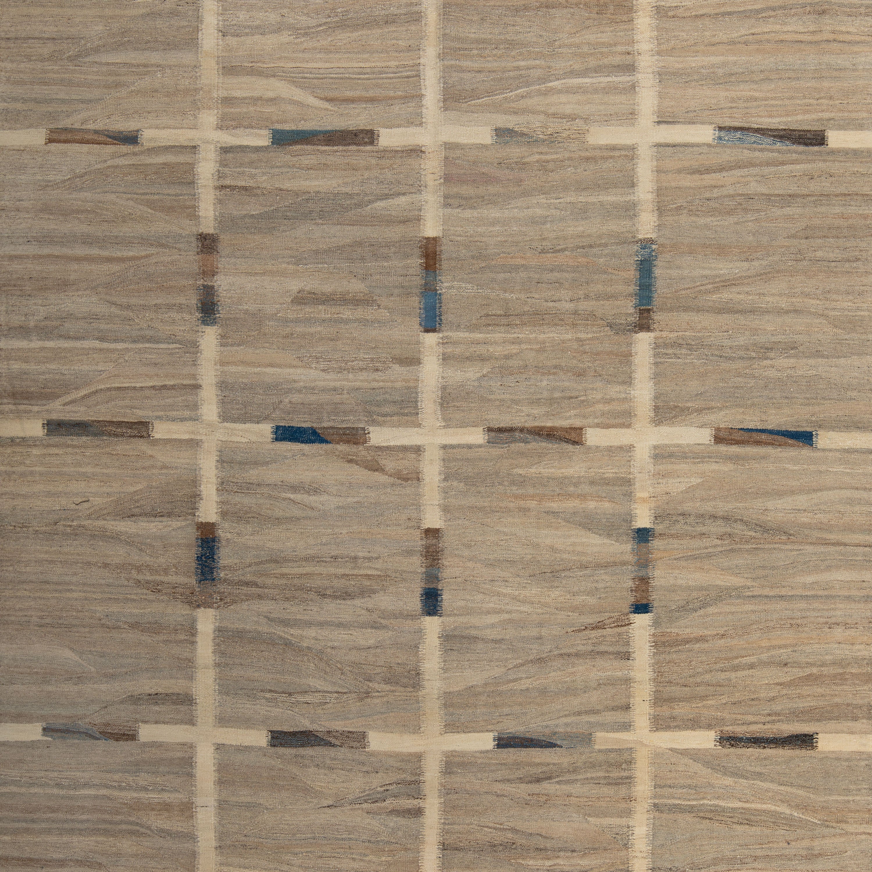 Natural Patterned Modern Wool Kilim - 9' x 11'6" - Image 2