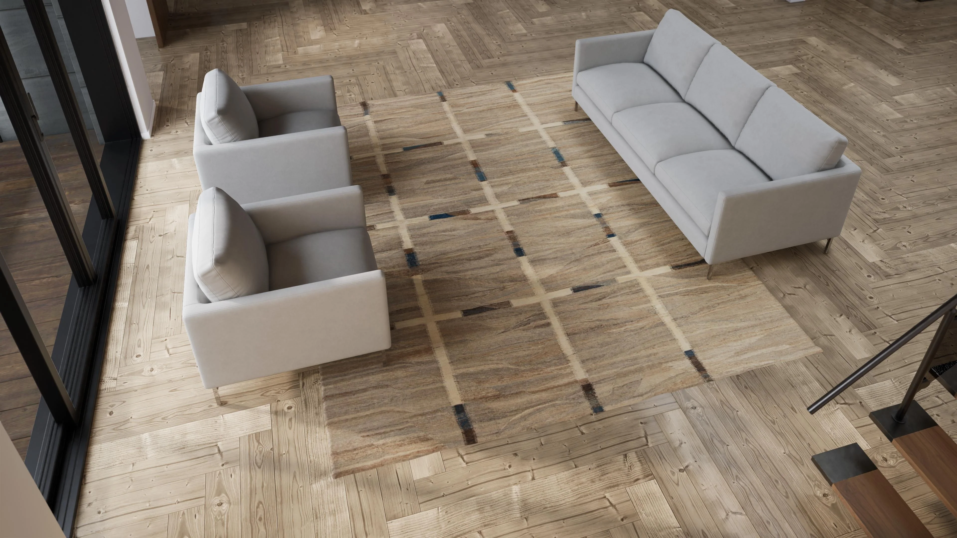 Natural Patterned Modern Wool Kilim - 9' x 11'6" - Image 7