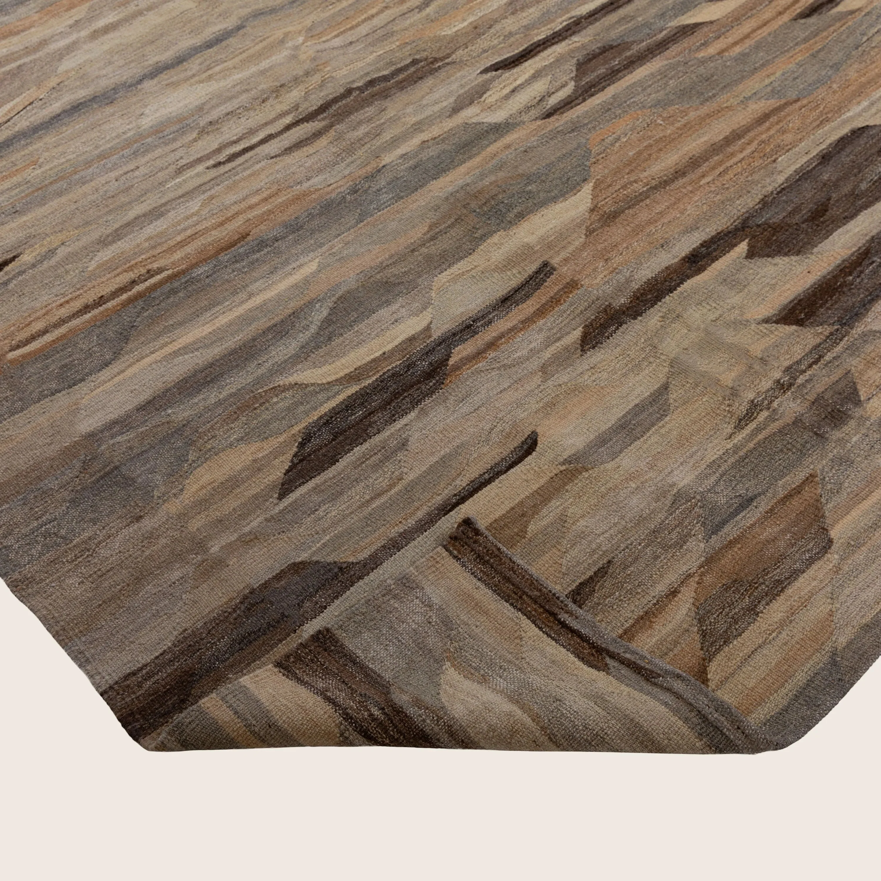 Natural Patterned Modern Wool Kilim - 9' x 11'7" - Image 5