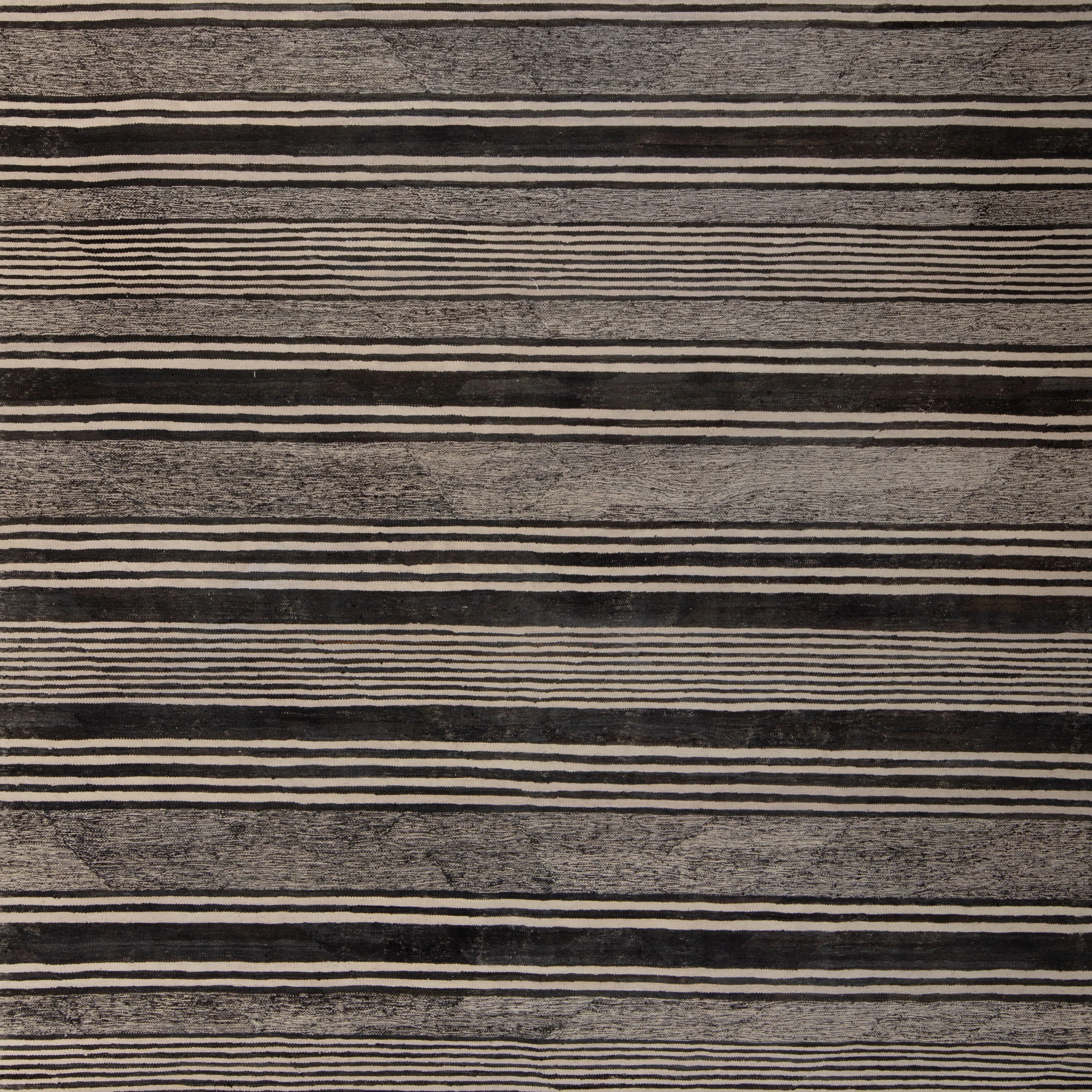 Brown Patterned Modern Wool Kilim Rug - 9' x 11'7" - Image 2