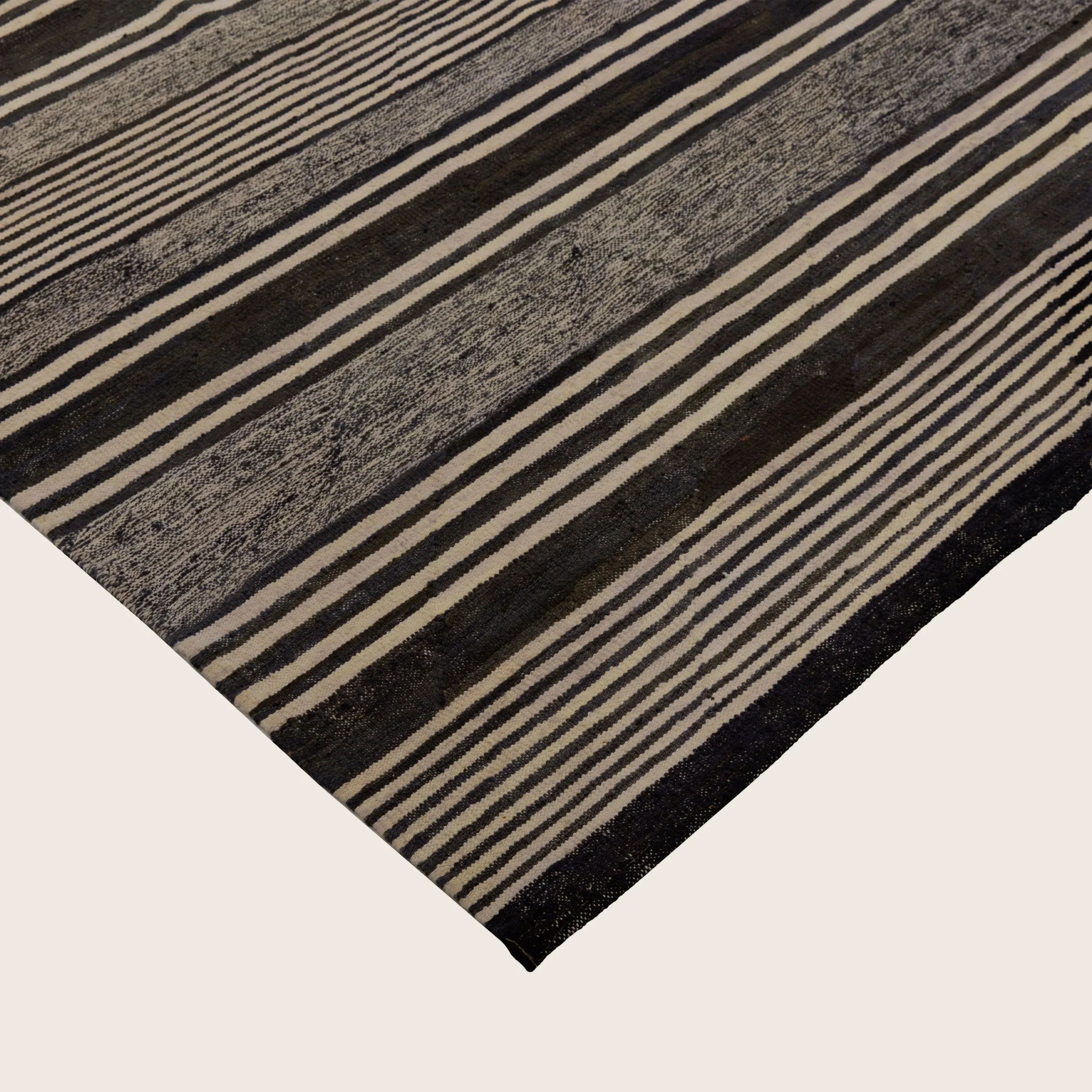 Brown Patterned Modern Wool Kilim Rug - 9' x 11'7" - Image 4