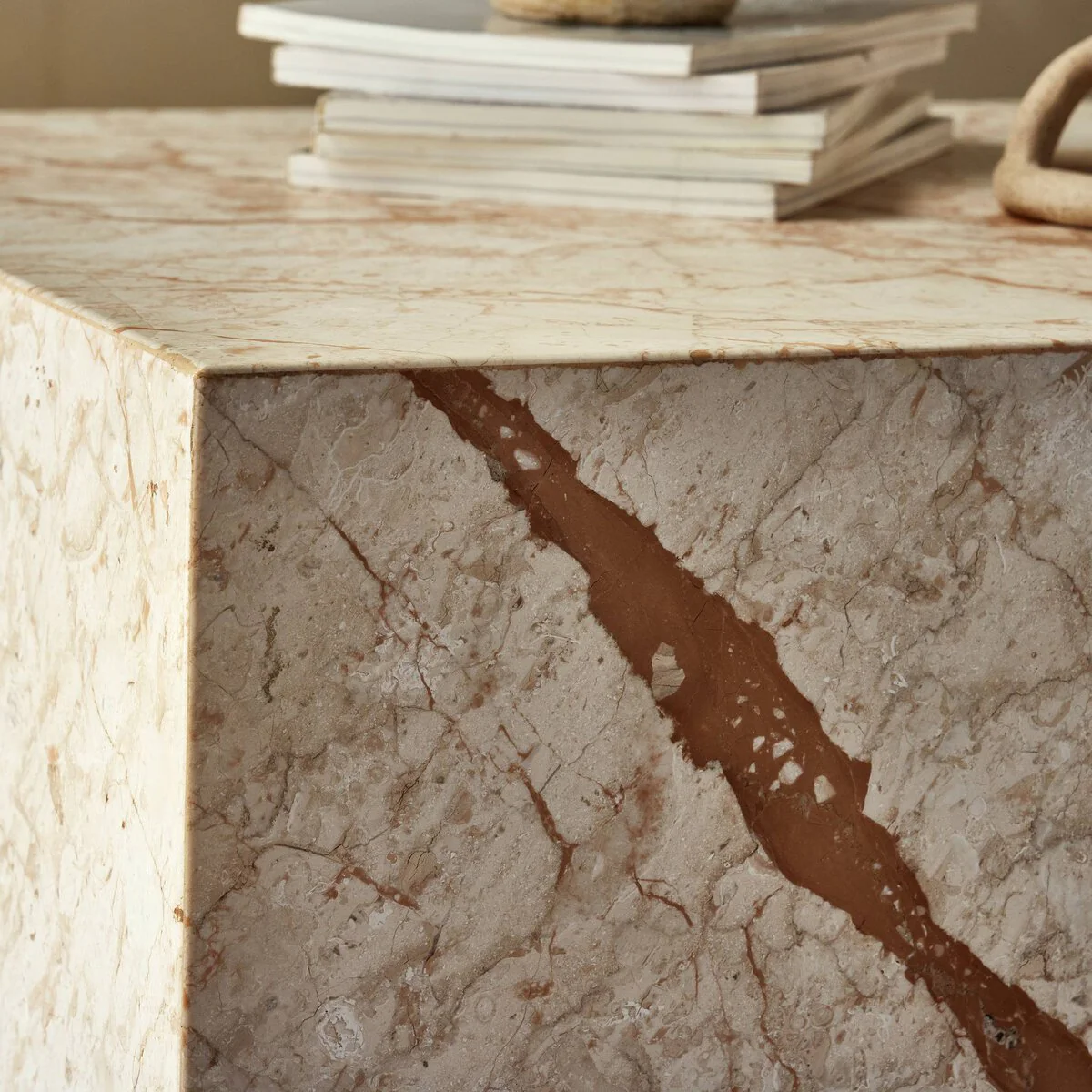 Modern Marble Plinth End Table - Image 3