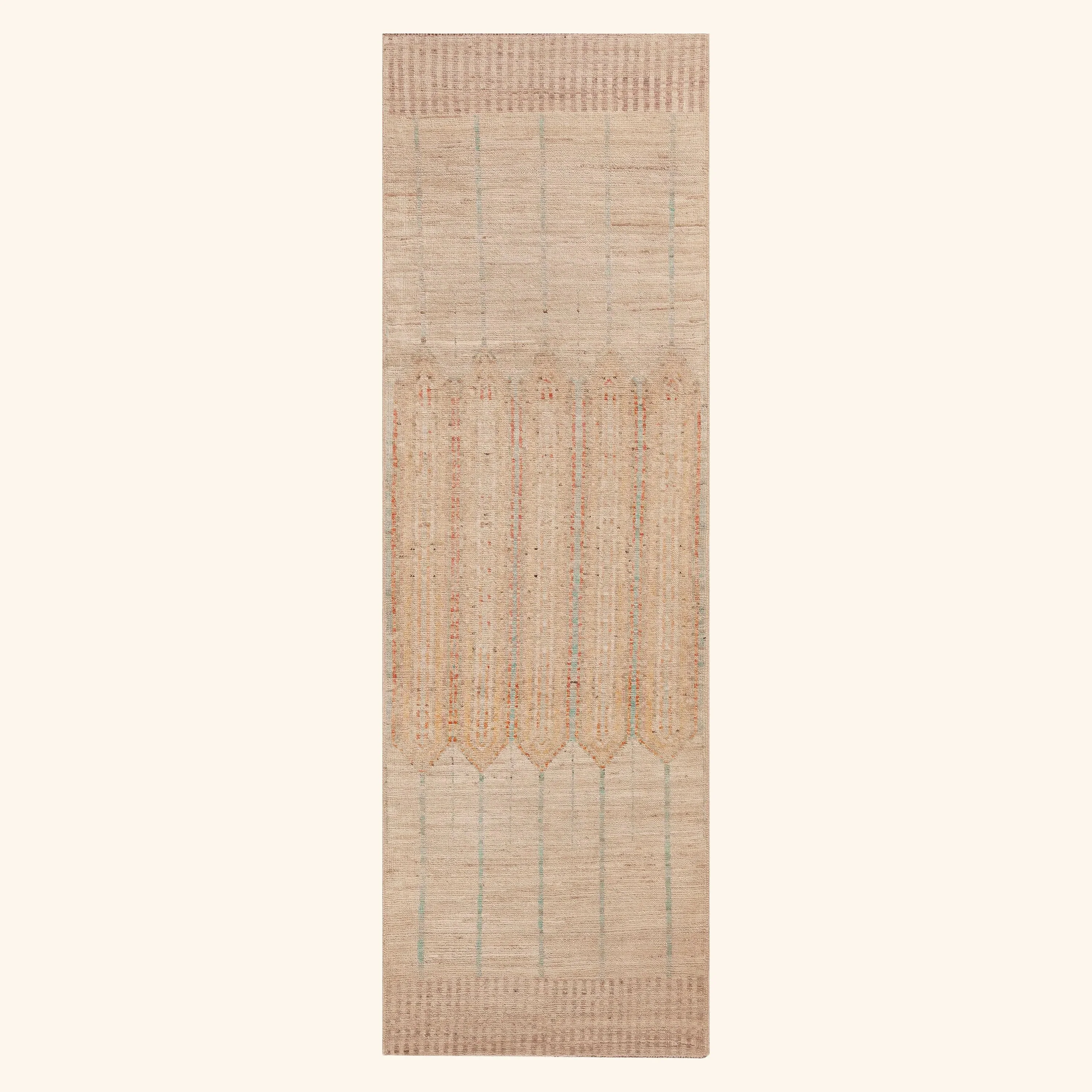 Beige Zameen Modern Wool Runner - 3' x 9'7"