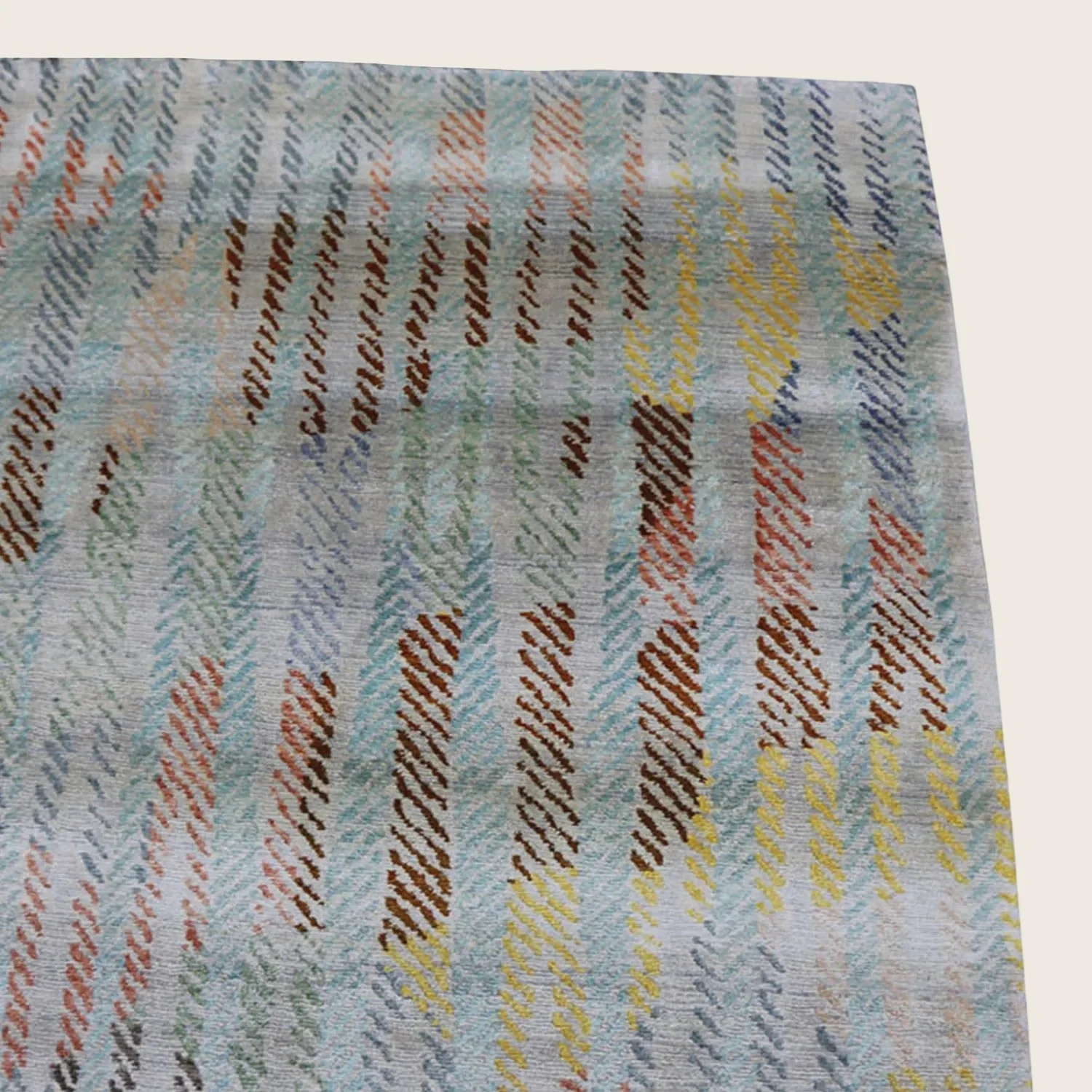 Blue Nu Vibrant Modern Tibetan ilk Rug - 8' x 10'4" - Image 6
