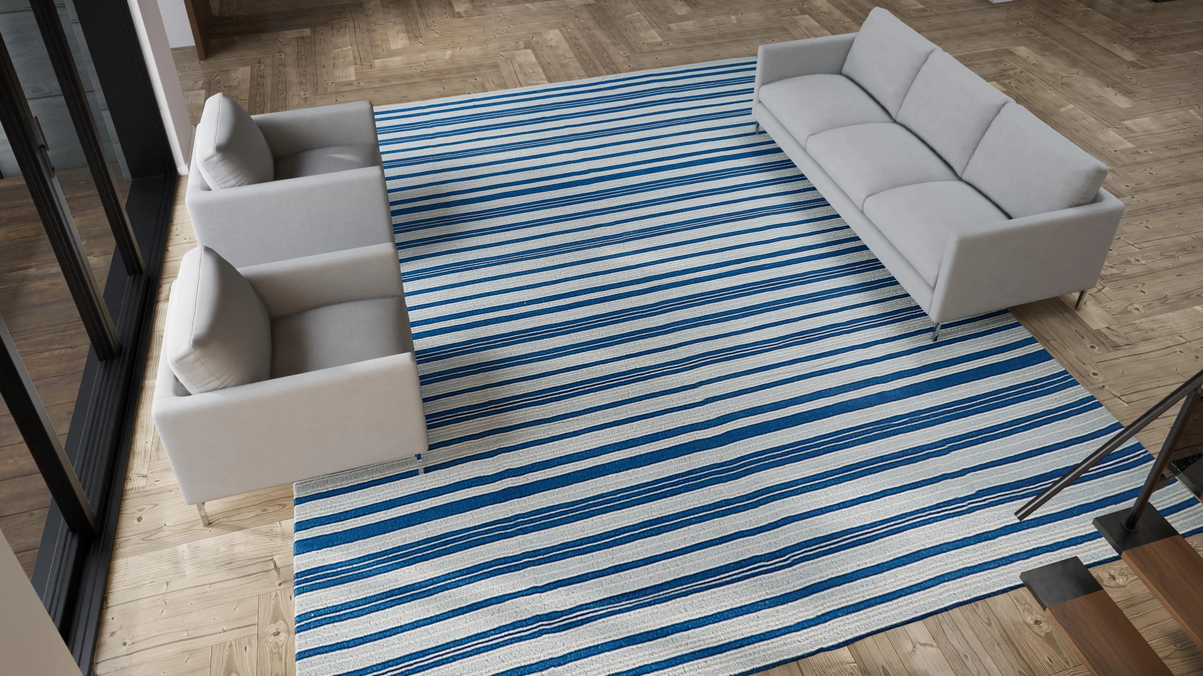 Blue Flatweave Wool Rug - 12' x 15' - Image 5