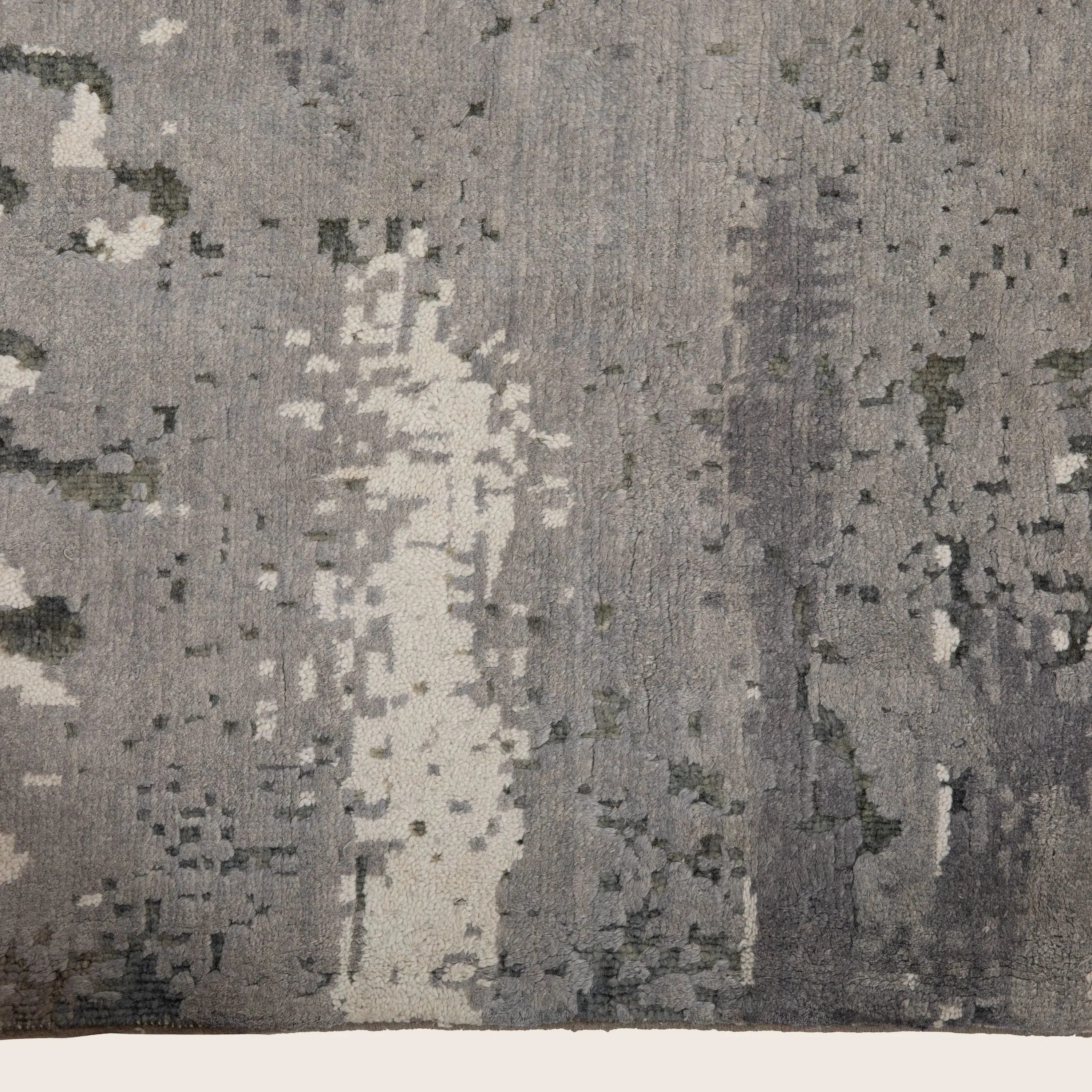 Brown & Ivory Modern Wool Silk Blend Rug - 4' x 6'2" - Image 5