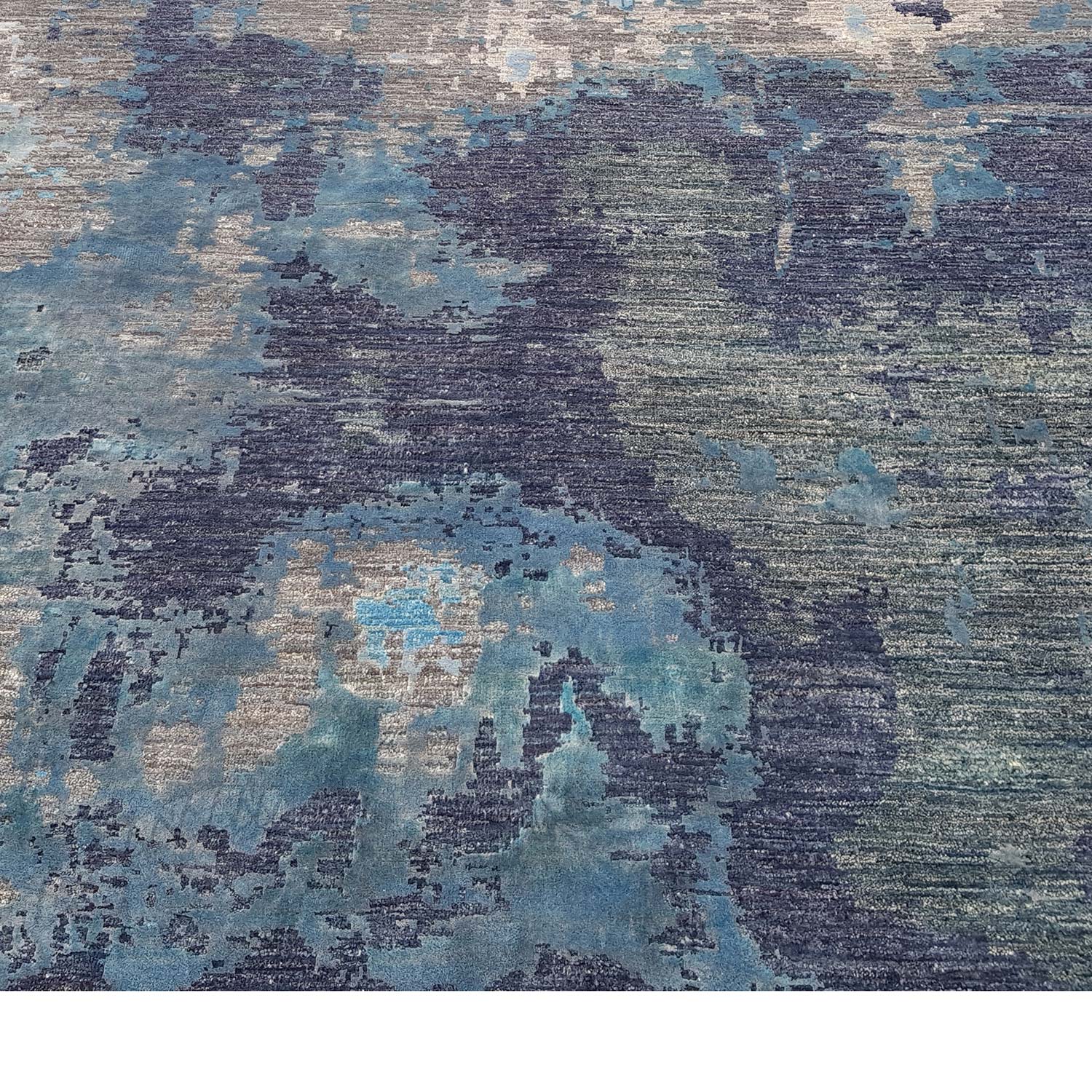 Grey Modern Wool Silk Blend Rug - 7'11" x 10'1" - Image 4