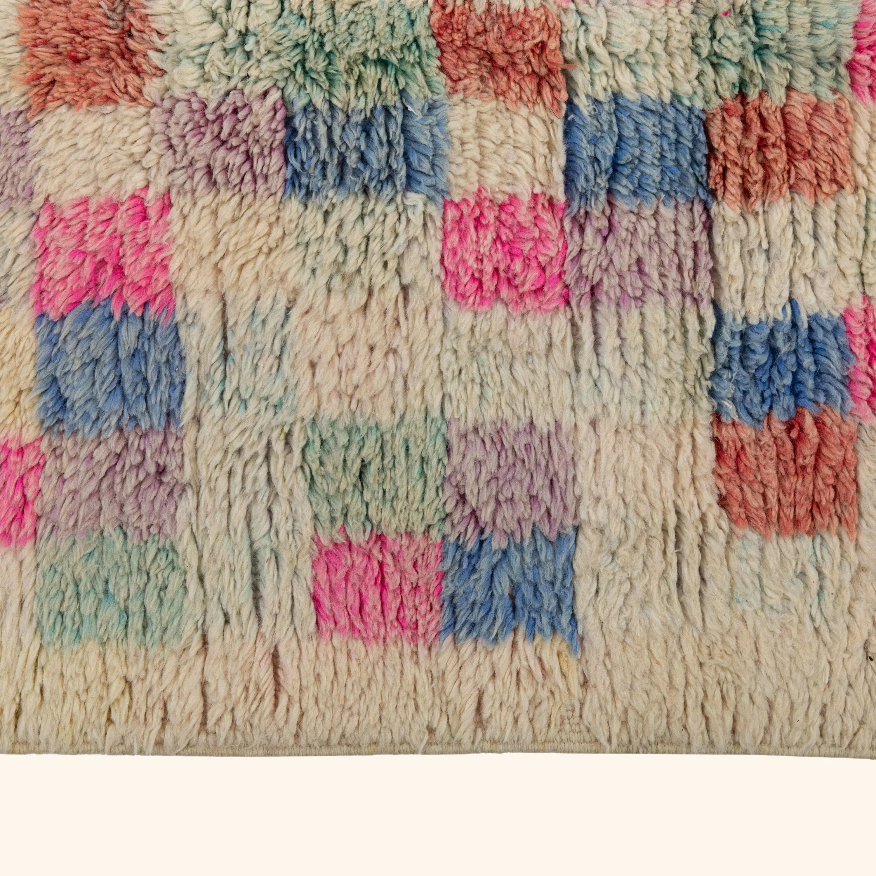 Ivory Multicolored Moroccan Berber Wool Rug - 4'11" x 8'6" - Image 5
