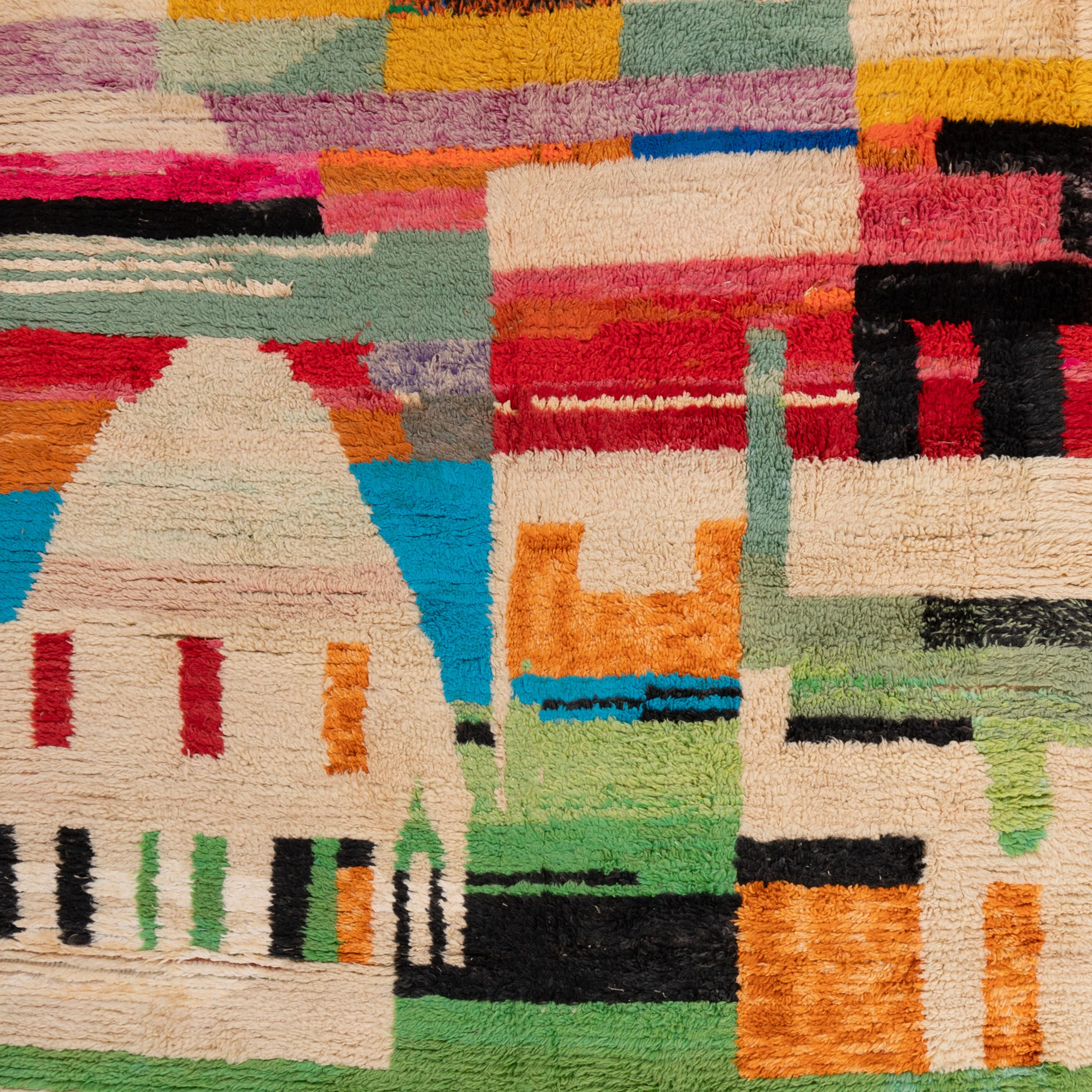 Multicolored Moroccan Berber Wool Rug - 5'5" x 8'10" - Image 2
