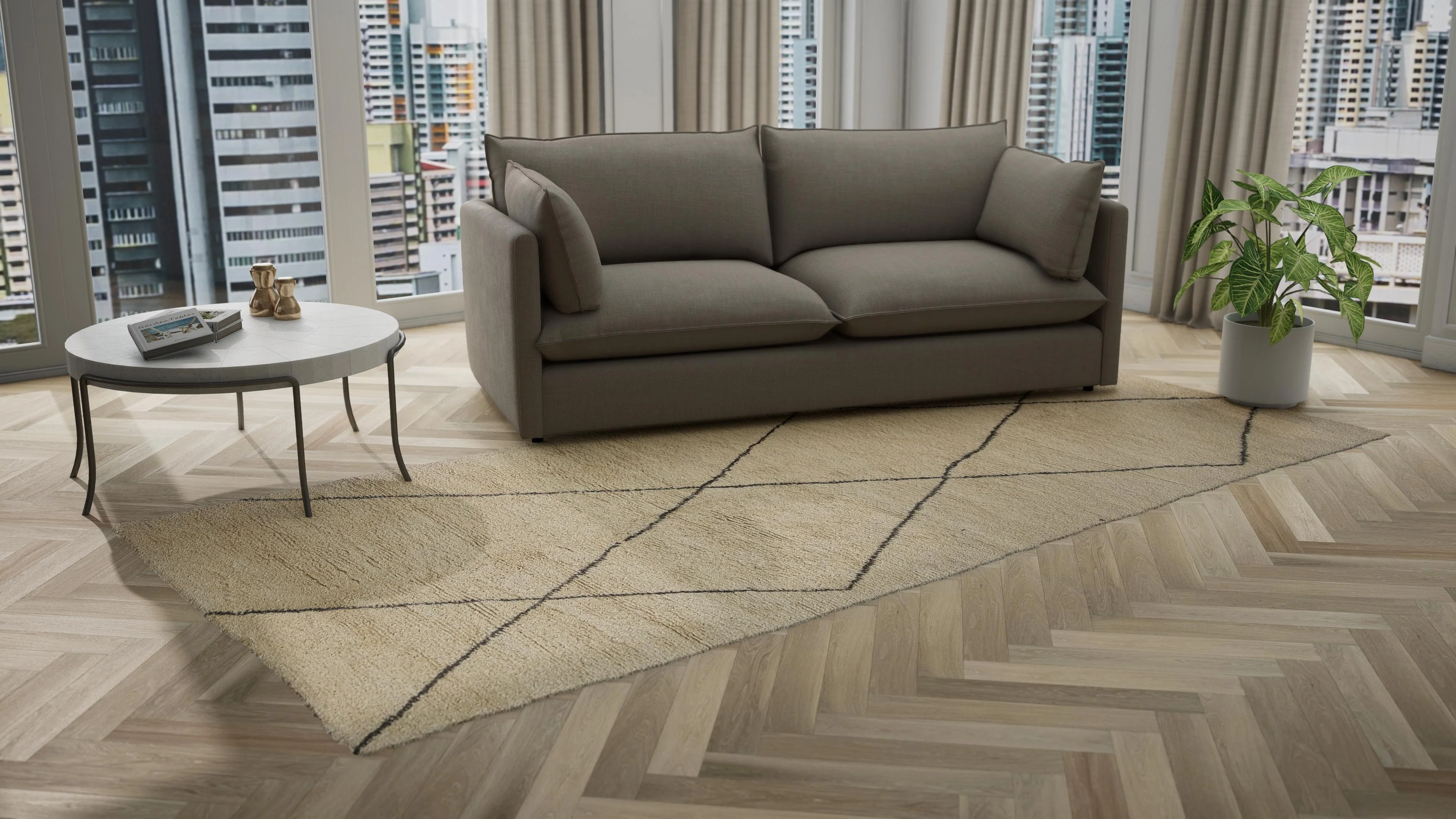 Brown Moroccan Wool Rug - 6' x 12'8 - Image 7