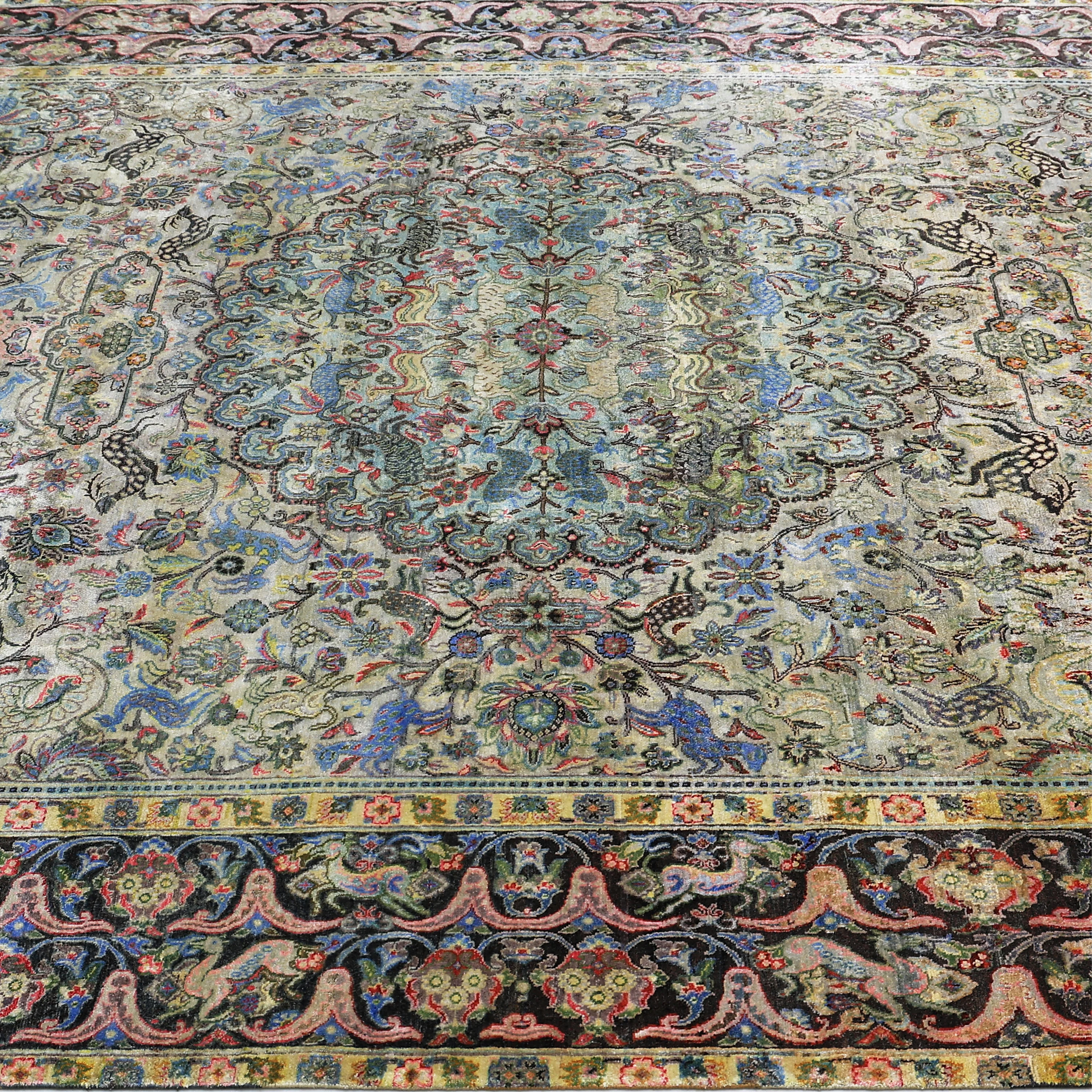 Mulitcolored Alchemy Traditional Silk Rug - 8'8" x 11'10" - Image 6