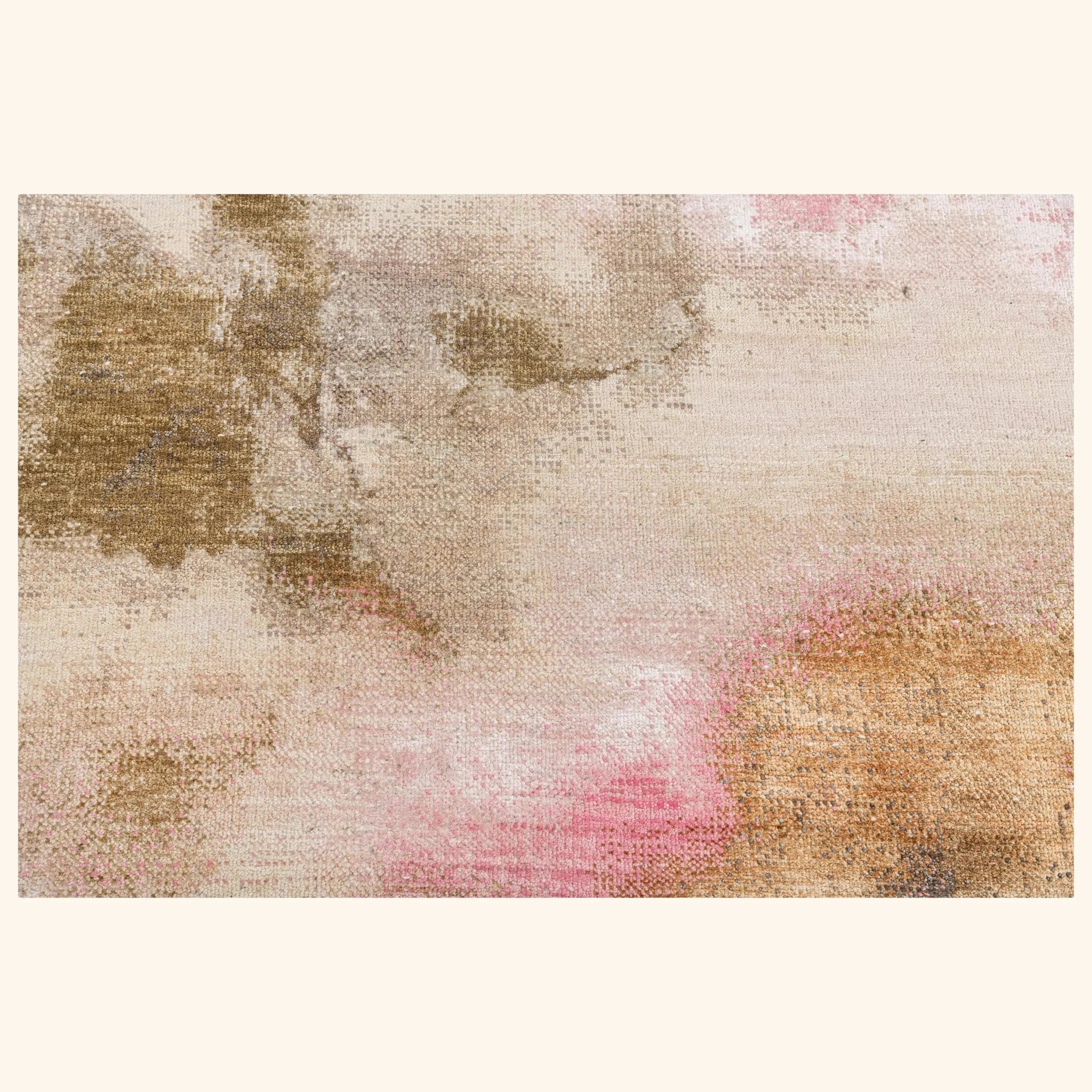 Multicolored Contemporary Silk Wool Rug - 9' x 12' - Image 2