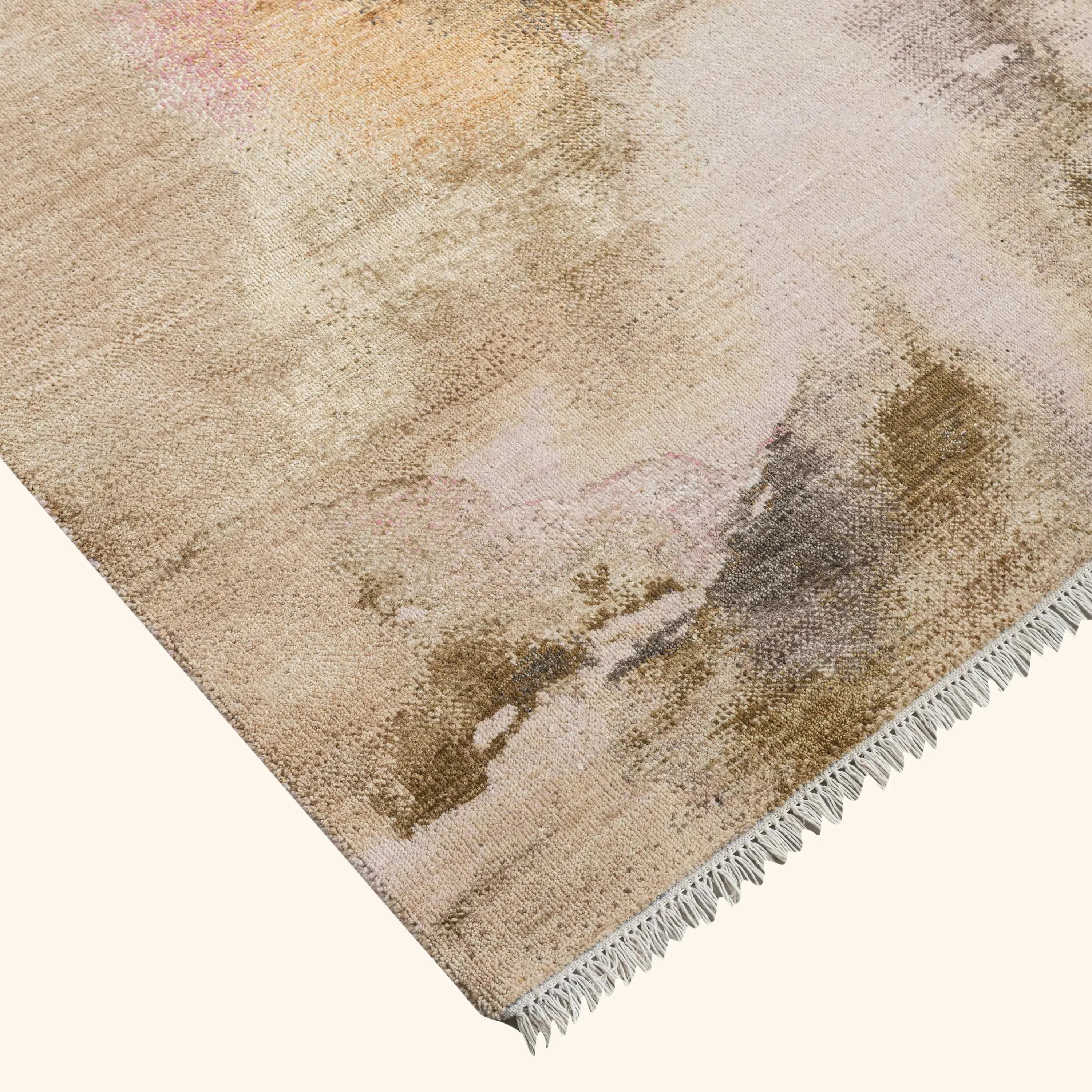 Multicolored Contemporary Silk Wool Rug - 9' x 12' - Image 3