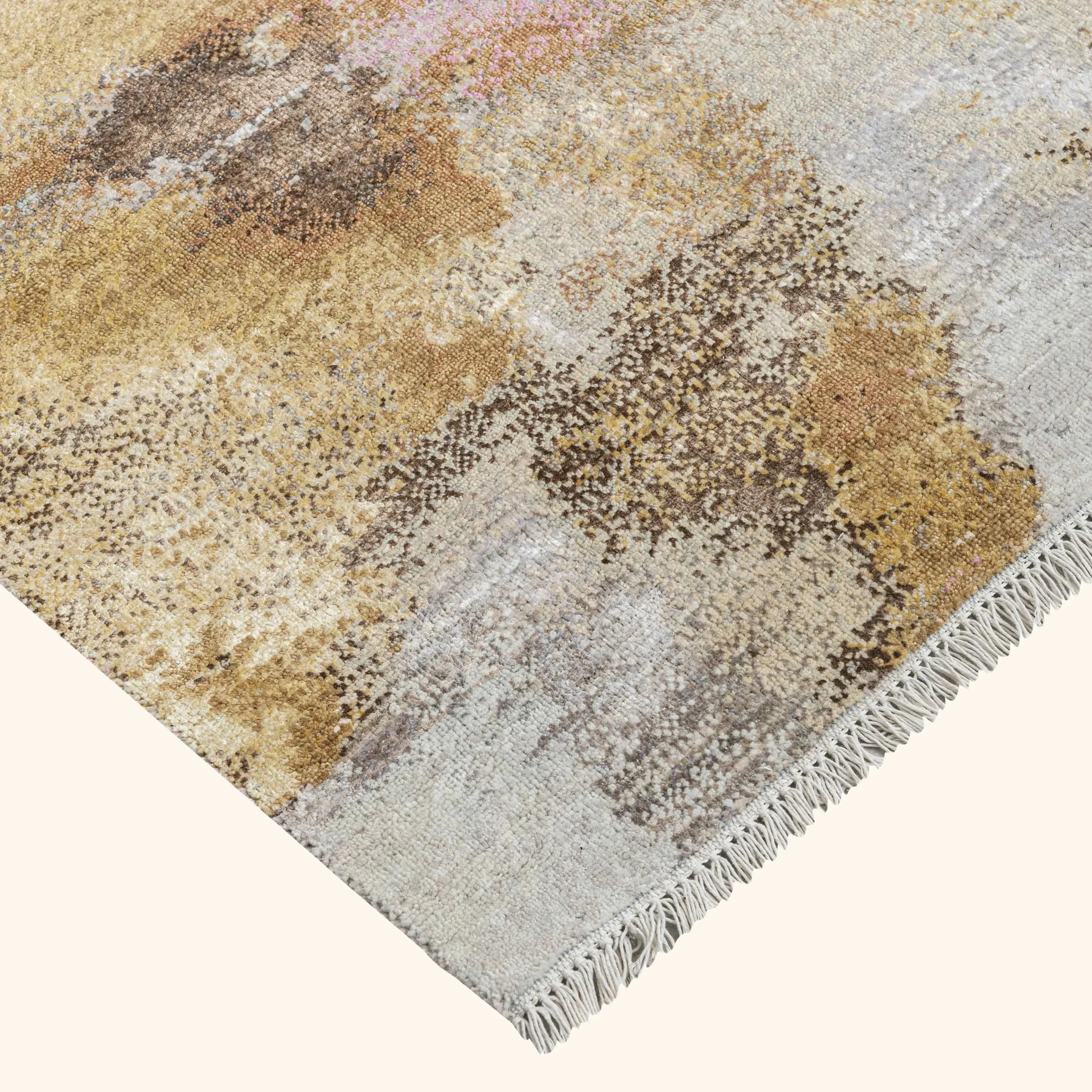 Multicolored Contemporary Silk Wool Rug - 8' x 10' - Image 4