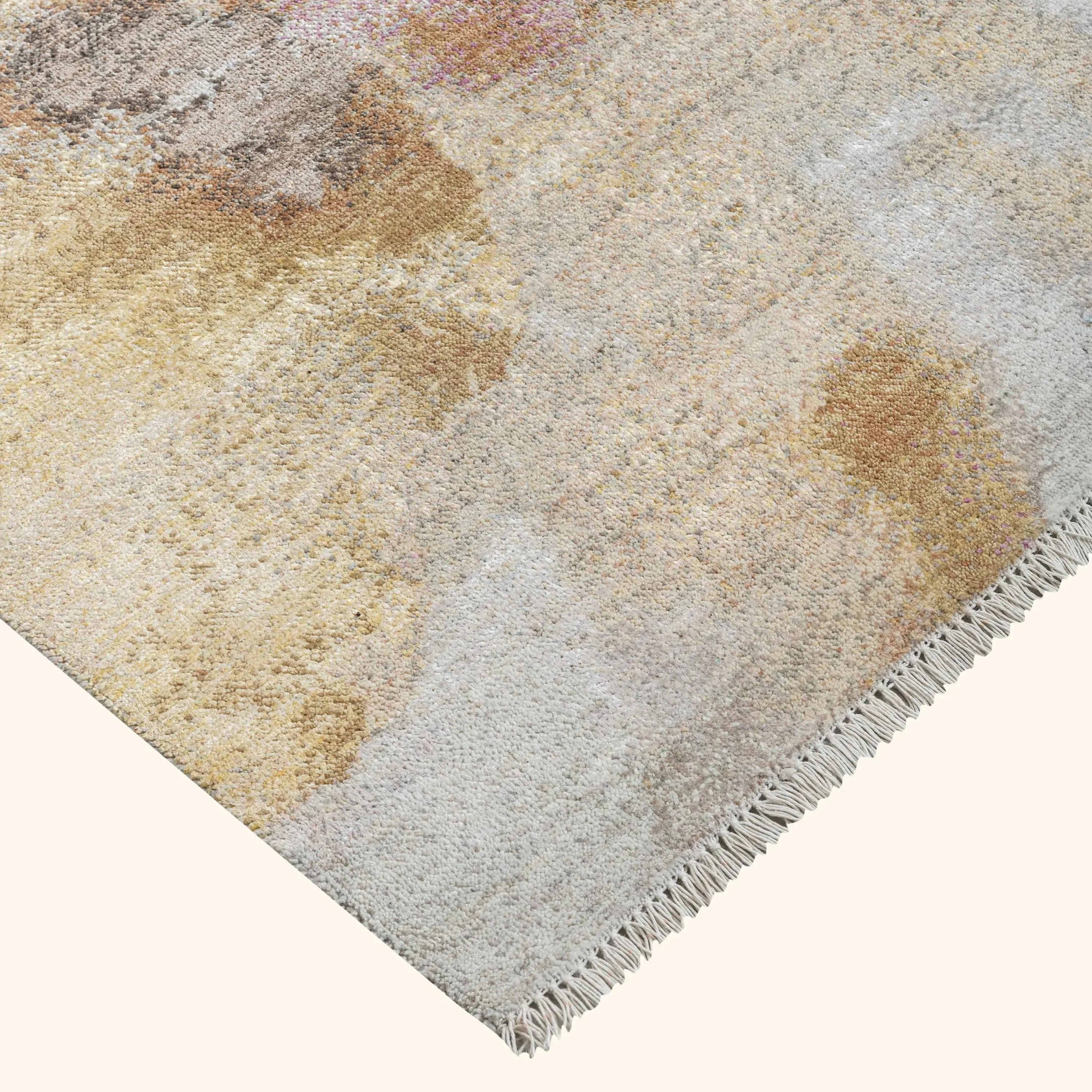 Multicolored Contemporary Silk Wool Rug - 9' x 12' - Image 3