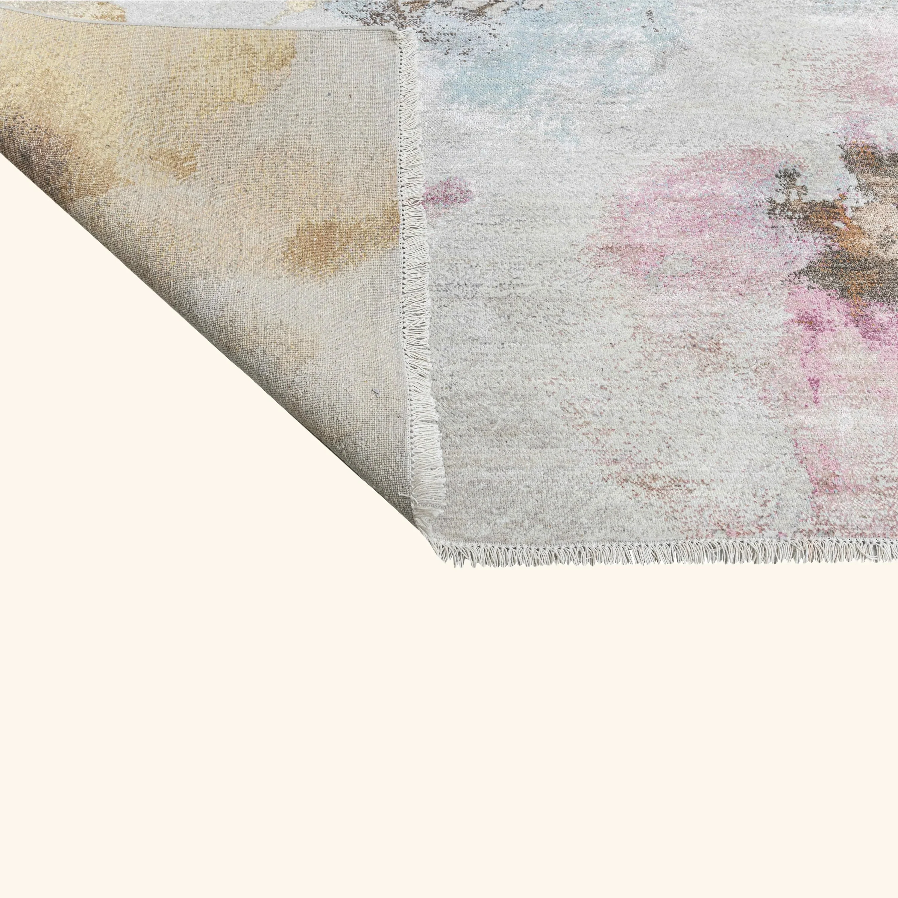 Multicolored Contemporary Silk Wool Rug - 9' x 12' - Image 5