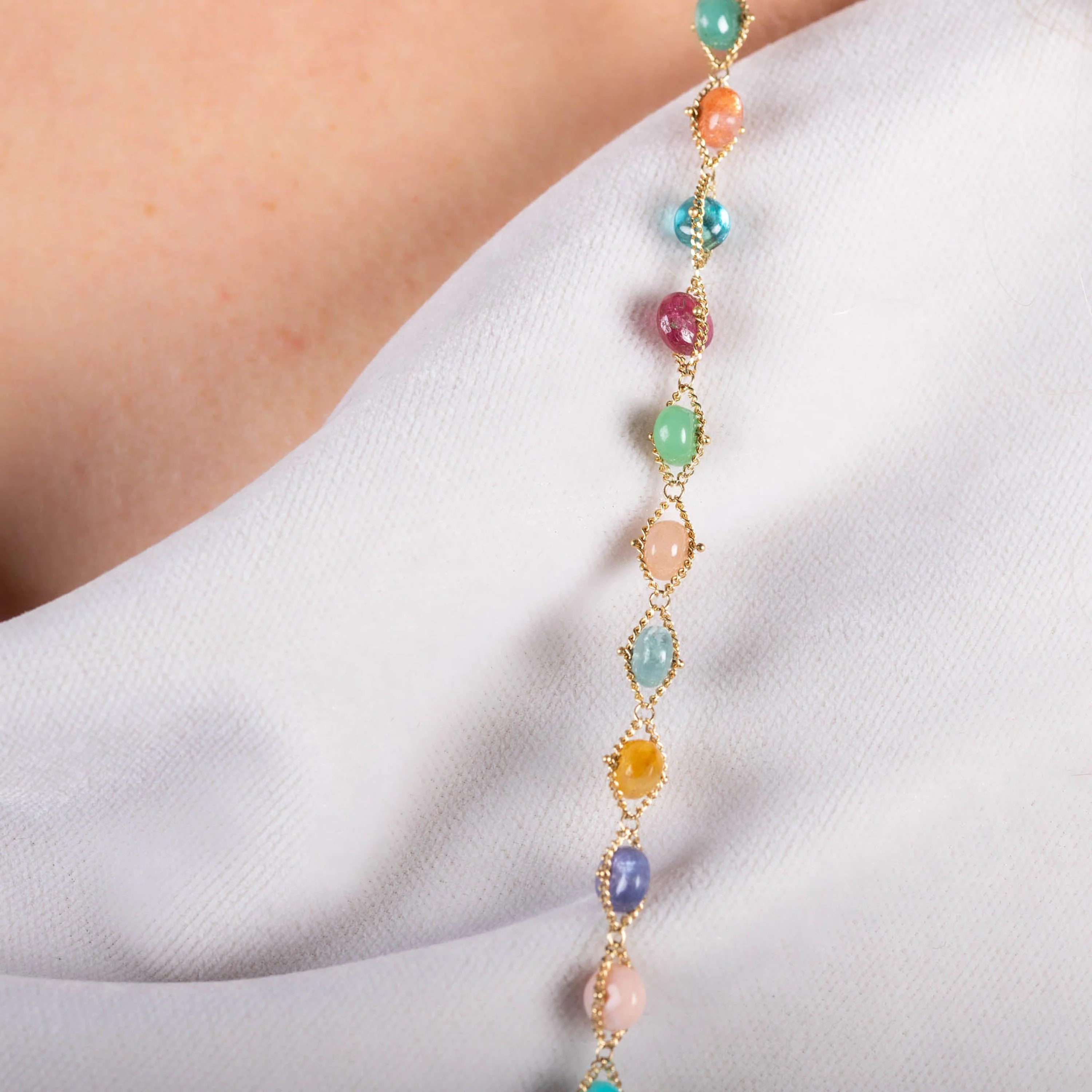Multi-Stone 18k Woven Necklace - Image 3
