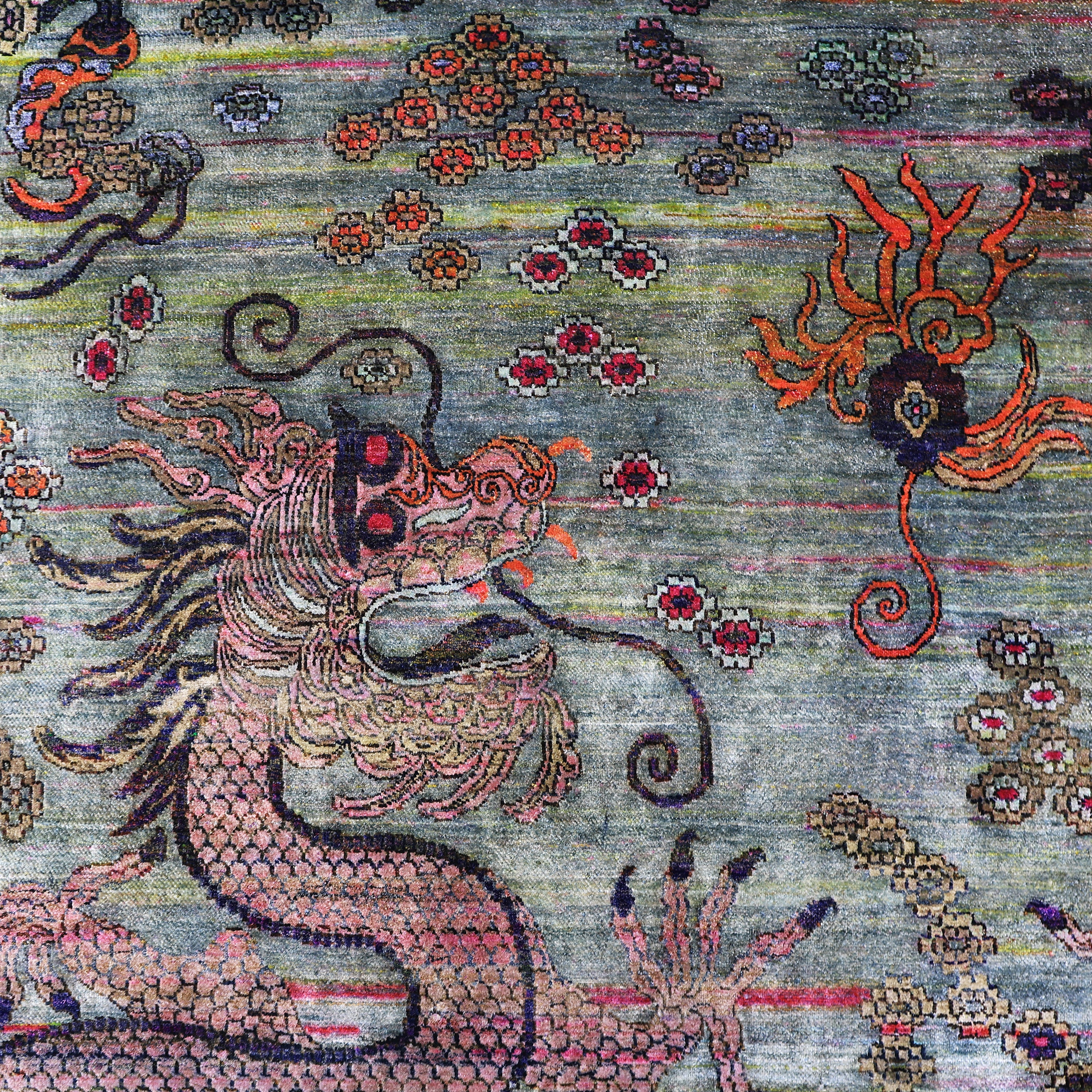 Multicolored Alchemy Traditional Silk Rug - 7'10" x 10'5" - Image 3